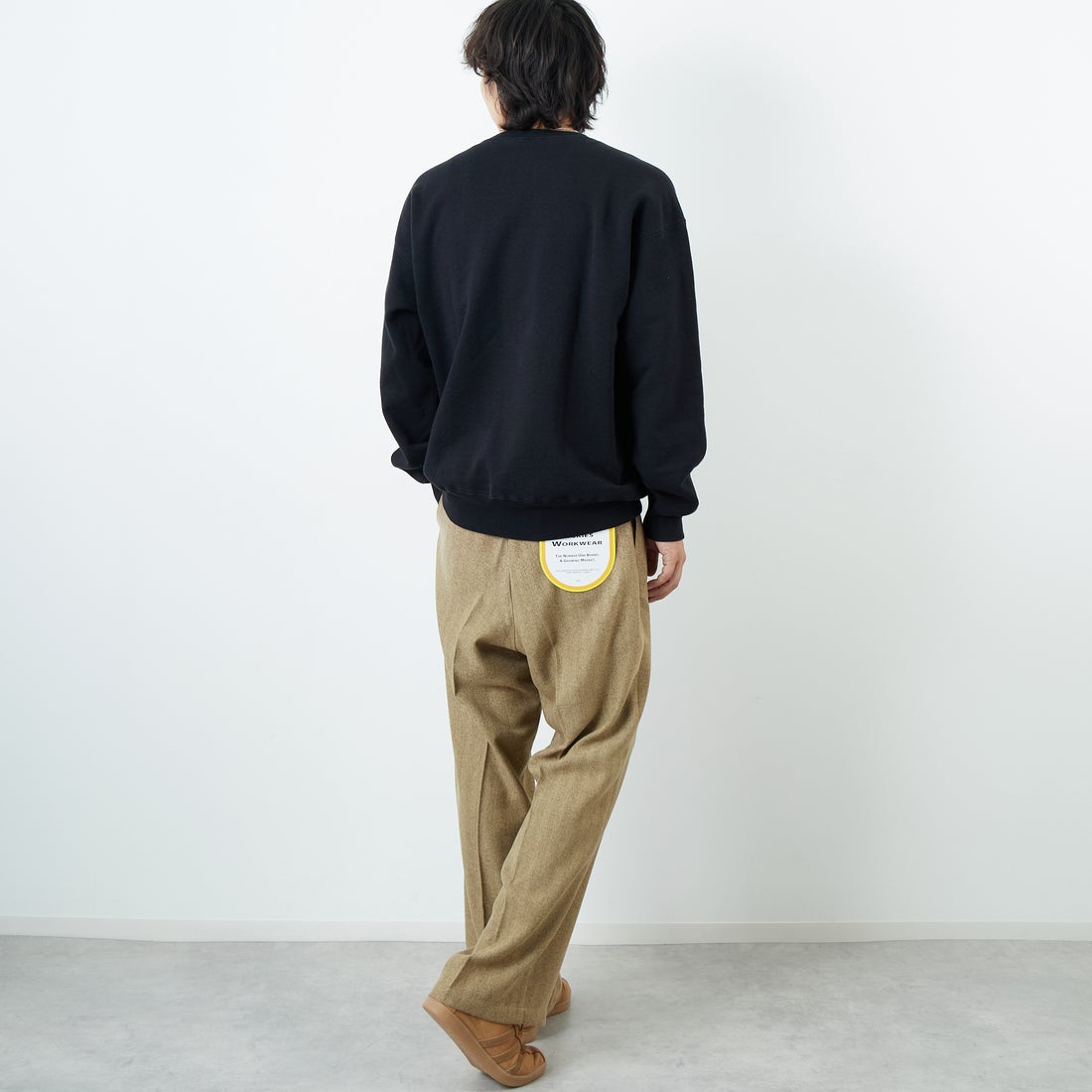 Dickies [ディッキーズ] 別注 ヘリンボーン グランパワークパンツ [253M401N01-JF] BEIGE &&モデル身長：179cm 着用サイズ：XL&&