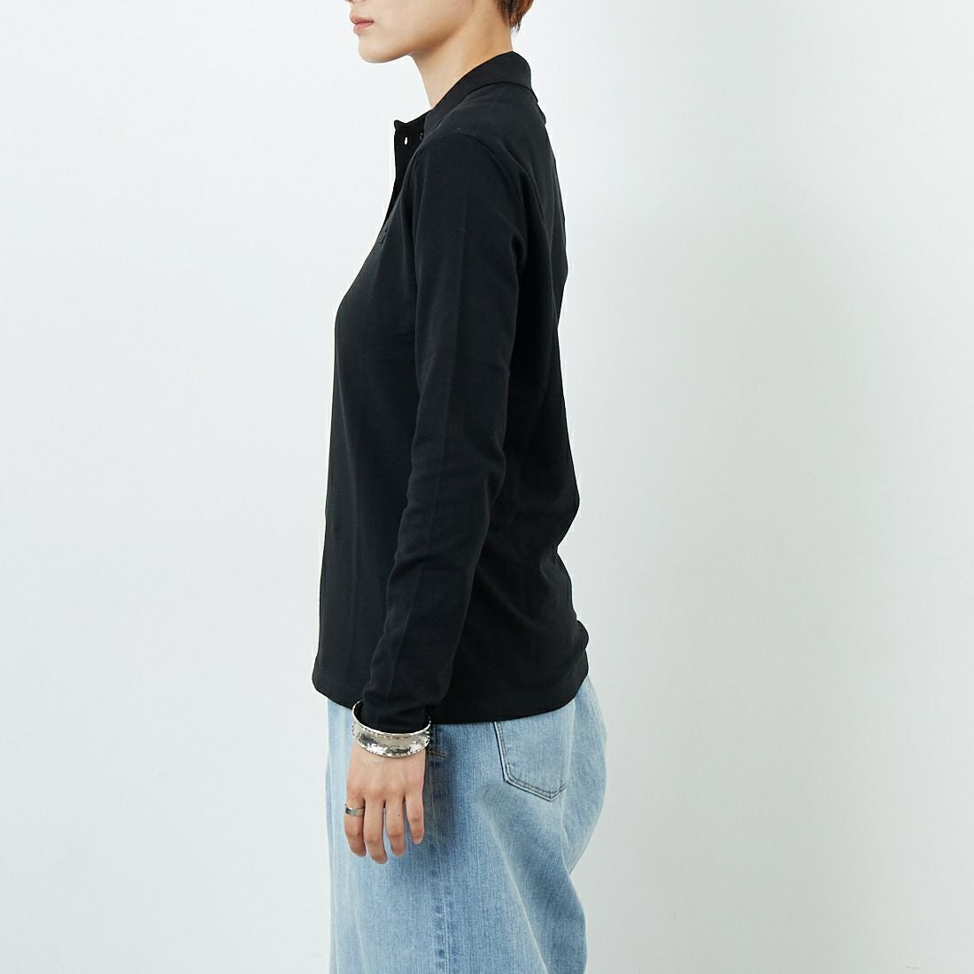 LACOSTE [ラコステ] ロングスリーブポロシャツ [PF5464] 031 BLACK &&モデル身長：160cm 着用サイズ：36&&