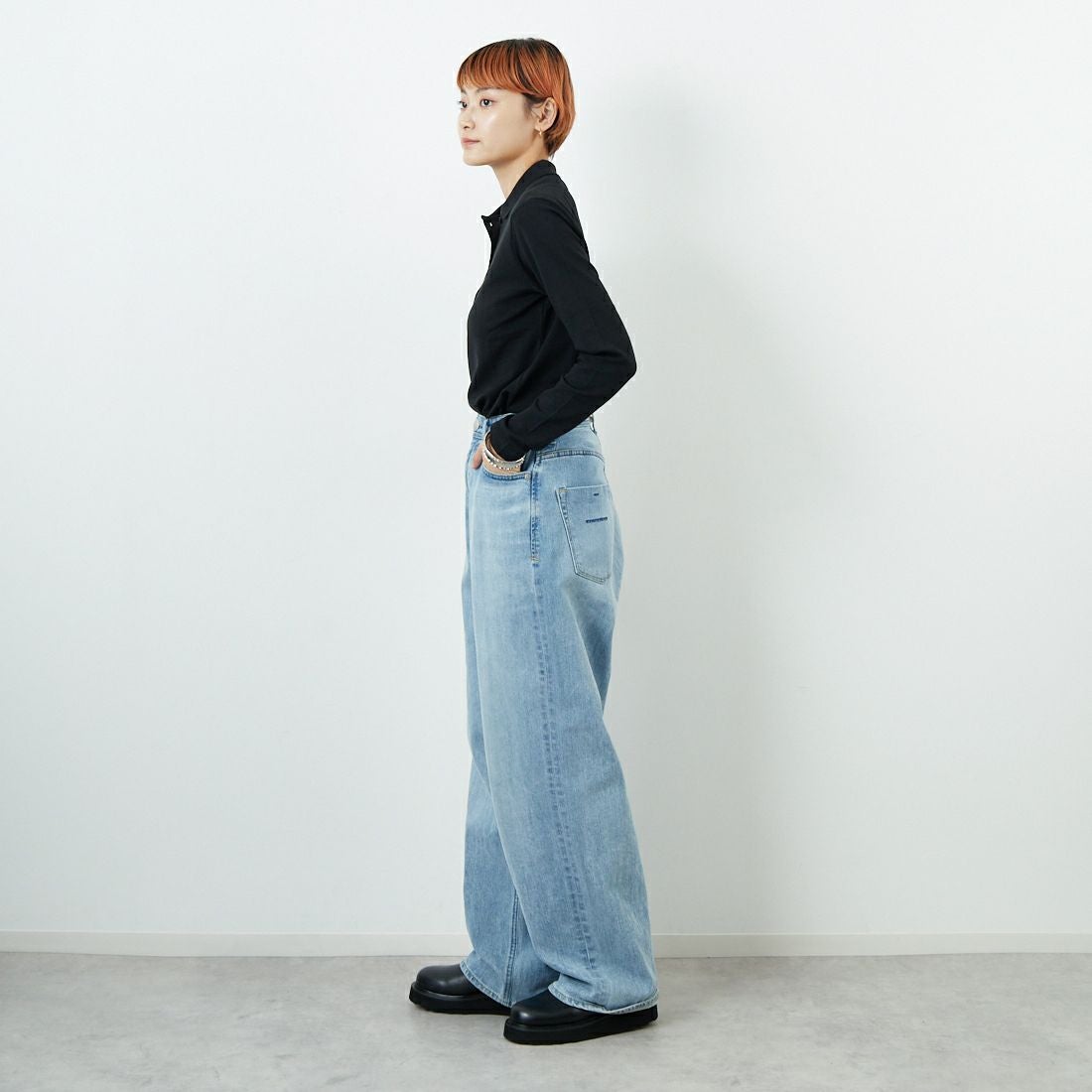 LACOSTE [ラコステ] ロングスリーブポロシャツ [PF5464] 031 BLACK &&モデル身長：160cm 着用サイズ：36&&