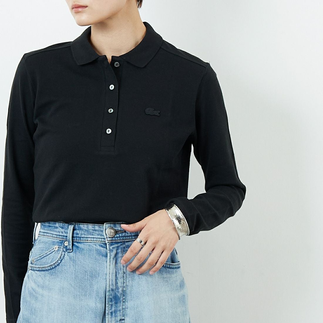 LACOSTE [ラコステ] ロングスリーブポロシャツ [PF5464] 031 BLACK &&モデル身長：160cm 着用サイズ：36&&