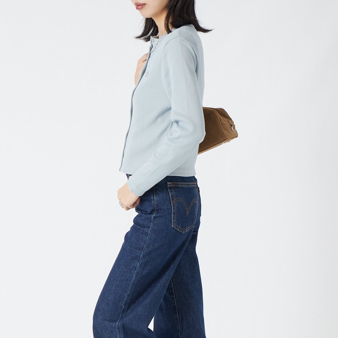 LACOSTE [ラコステ] リブジャージカーディガン [SF010] LEP SHELL &&モデル身長：162cm 着用サイズ：36&&