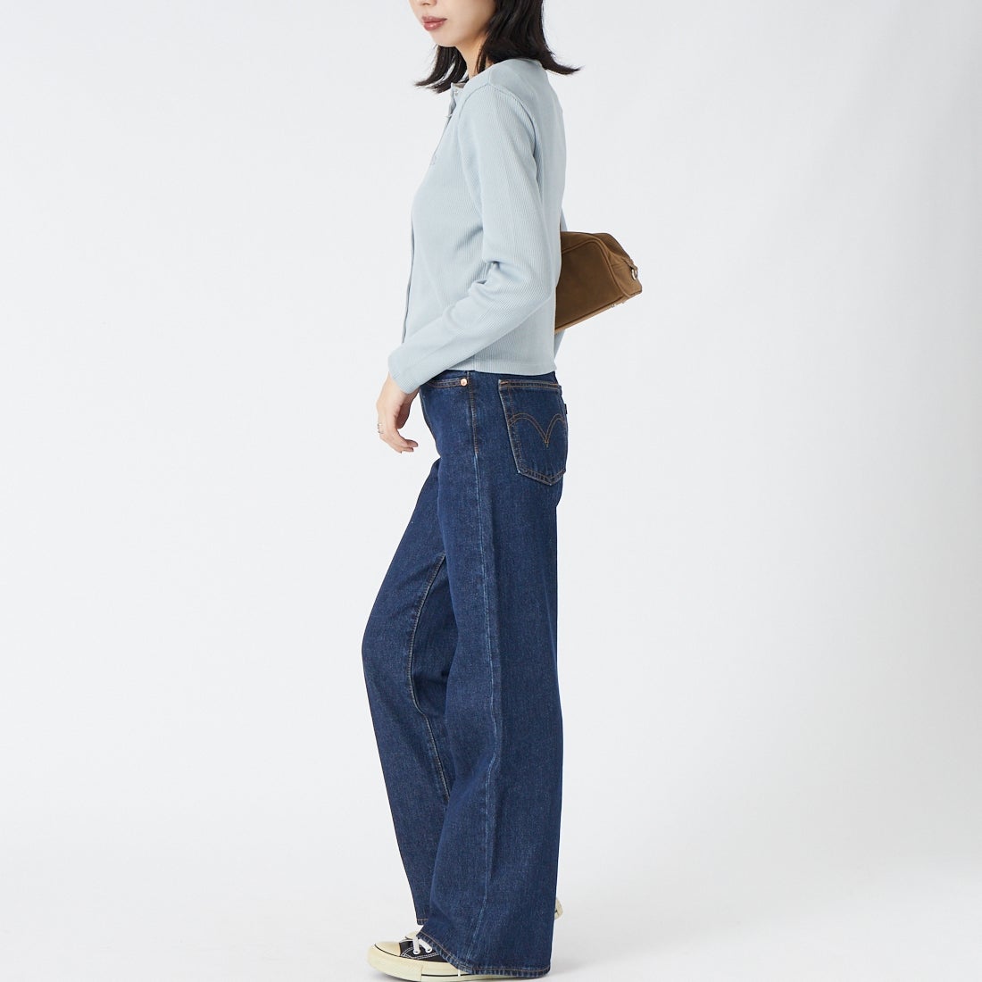 LACOSTE [ラコステ] リブジャージカーディガン [SF010] LEP SHELL &&モデル身長：162cm 着用サイズ：36&&