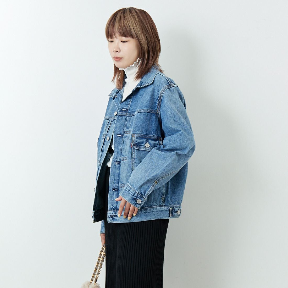 LEVI'S [リーバイス] TYPE2 トラッカージャケット [A7632-00] 14 BLUE SK &&モデル身長：167cm 着用サイズ：S&&