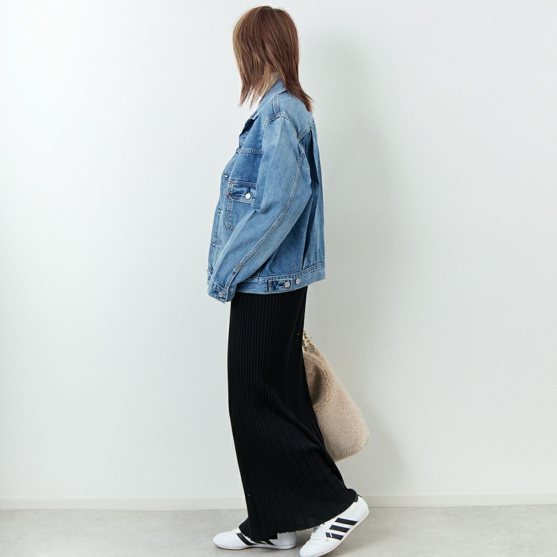 LEVI'S [リーバイス] TYPE2 トラッカージャケット [A7632-00] 14 BLUE SK &&モデル身長：167cm 着用サイズ：S&&