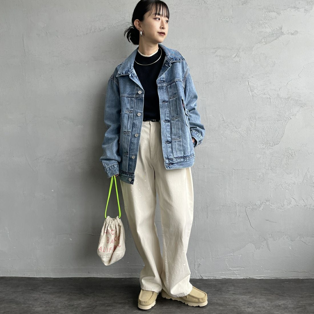 LEVI'S [リーバイス] TYPE2 トラッカージャケット [A7632-00] 14 BLUE SK &&モデル身長：150cm 着用サイズ：S&&