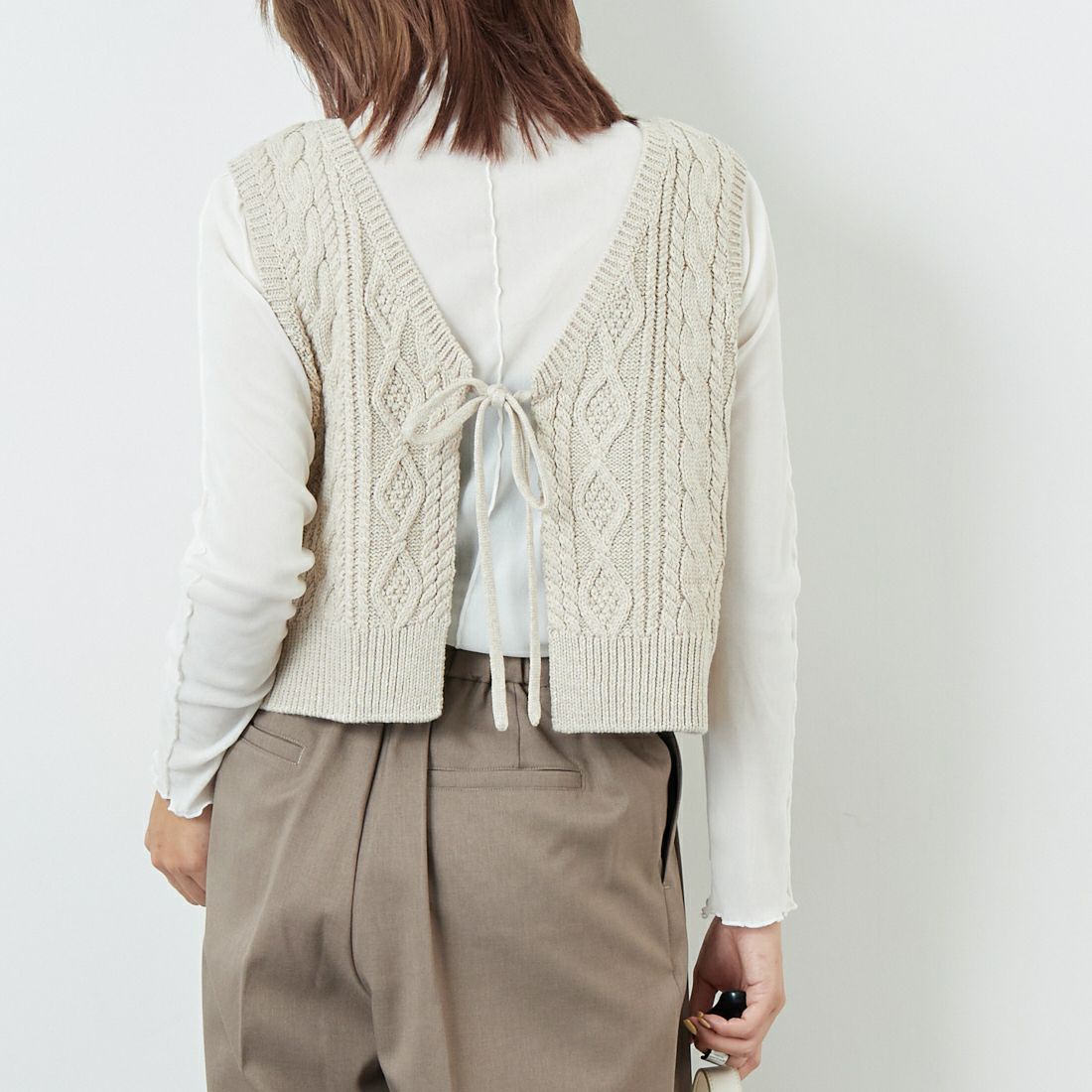 Jf Ready Made [ジェイエフレディメイド] 2WAYケーブルニットベスト [3105201] 711 Lﾍﾞｰｼﾞ