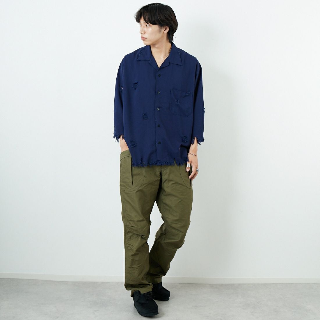 A VONTADE [アボンタージ] ファティーグトラウザーズ [VTD-0485-PT2] 1 OLIVE &&モデル身長：179cm 着用サイズ：L&&