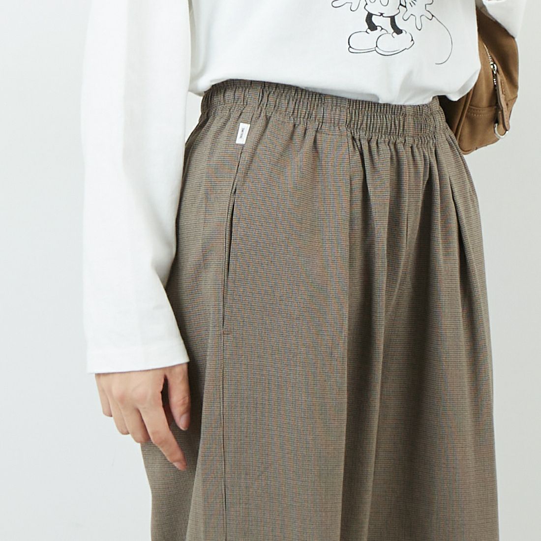 SOMETHING [サムシング] ウエストゴムSLワイドパンツ [SN9005] 5916 BEG &&モデル身長：162cm 着用サイズ：F&&