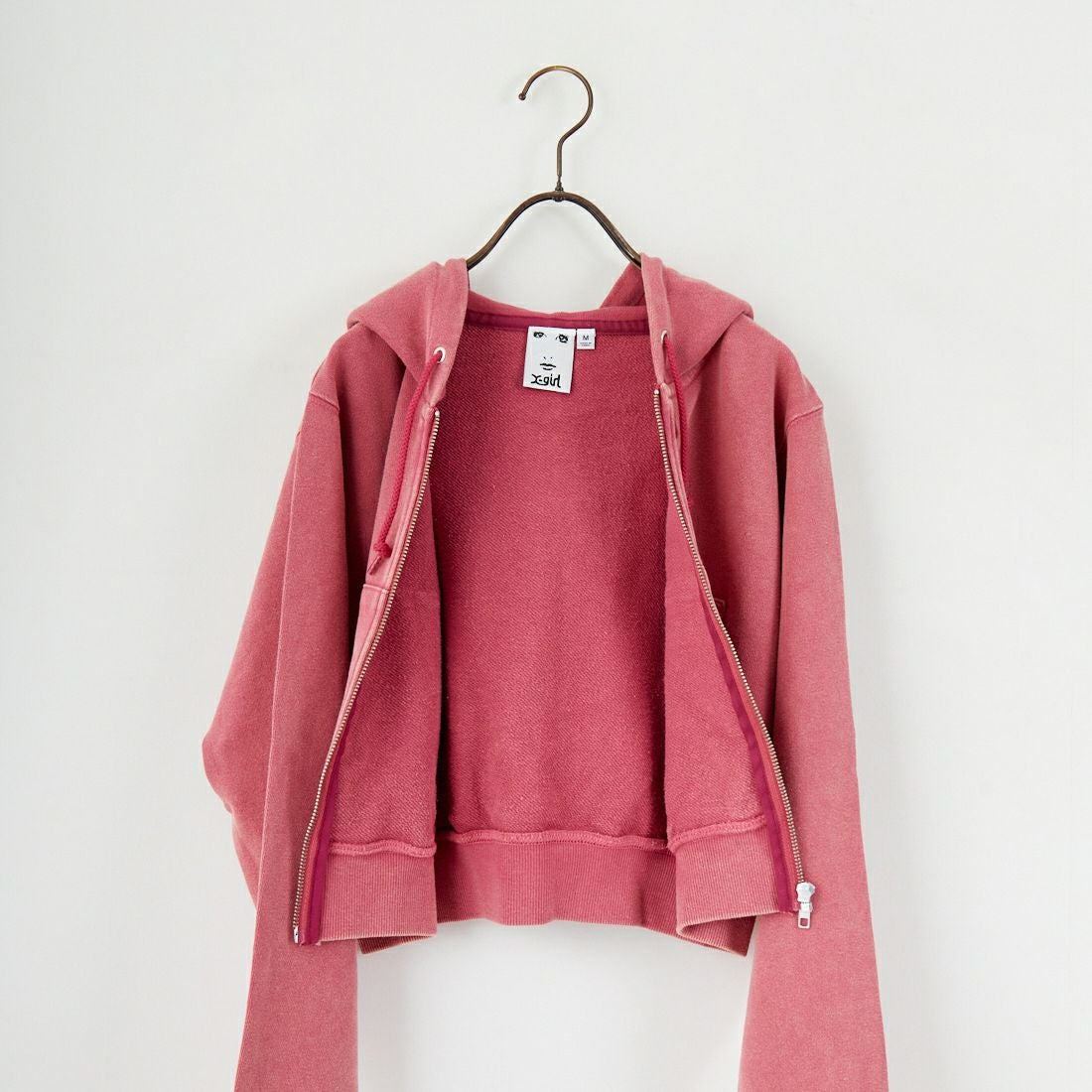 X-girl [エックスガール] ダスティコンパクトジップアップフーディ [105253012003] PINK