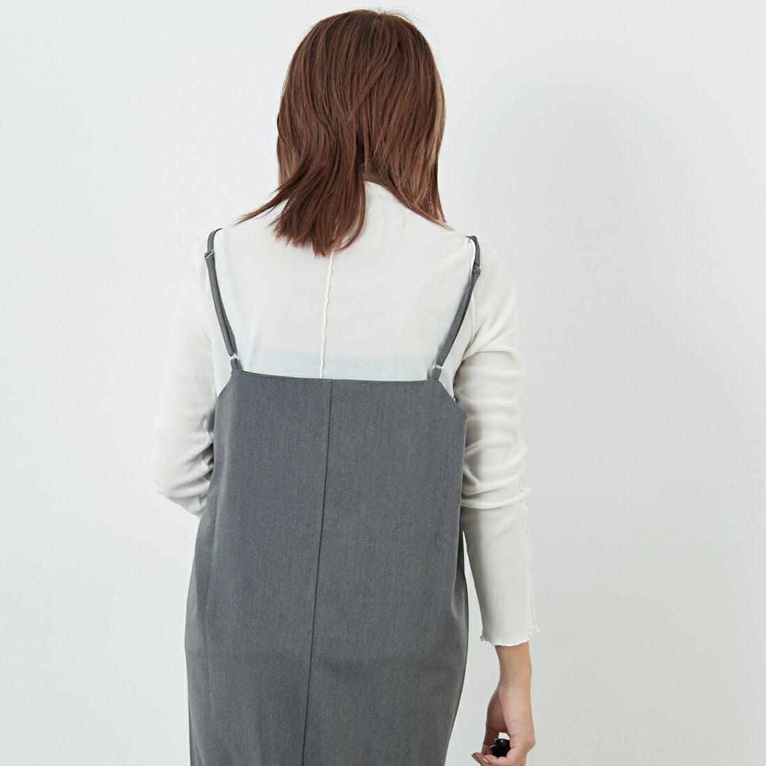 Jeans Factory Clothes [ジーンズファクトリークローズ] TCツイルキャミワンピース [IN1-OP-5] CHARCOAL &&モデル身長：167cm 着用サイズ：38&&