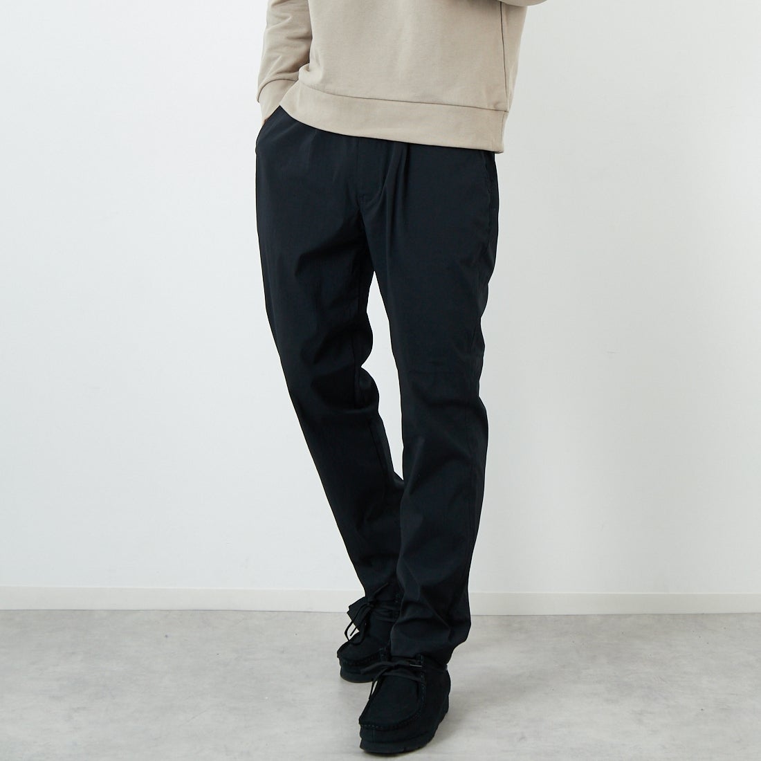 Jeans Factory Clothes [ジーンズファクトリークローズ] プライムフレックス1Pイージートラウザー [JFC-253-033] 61 BLK &&モデル身長：179cm 着用サイズ：XL&&