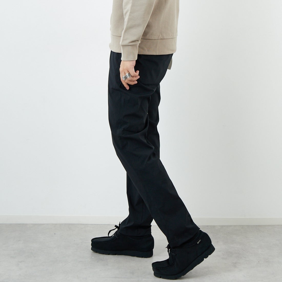 Jeans Factory Clothes [ジーンズファクトリークローズ] プライムフレックス1Pイージートラウザー [JFC-253-033] 61 BLK &&モデル身長：179cm 着用サイズ：XL&&