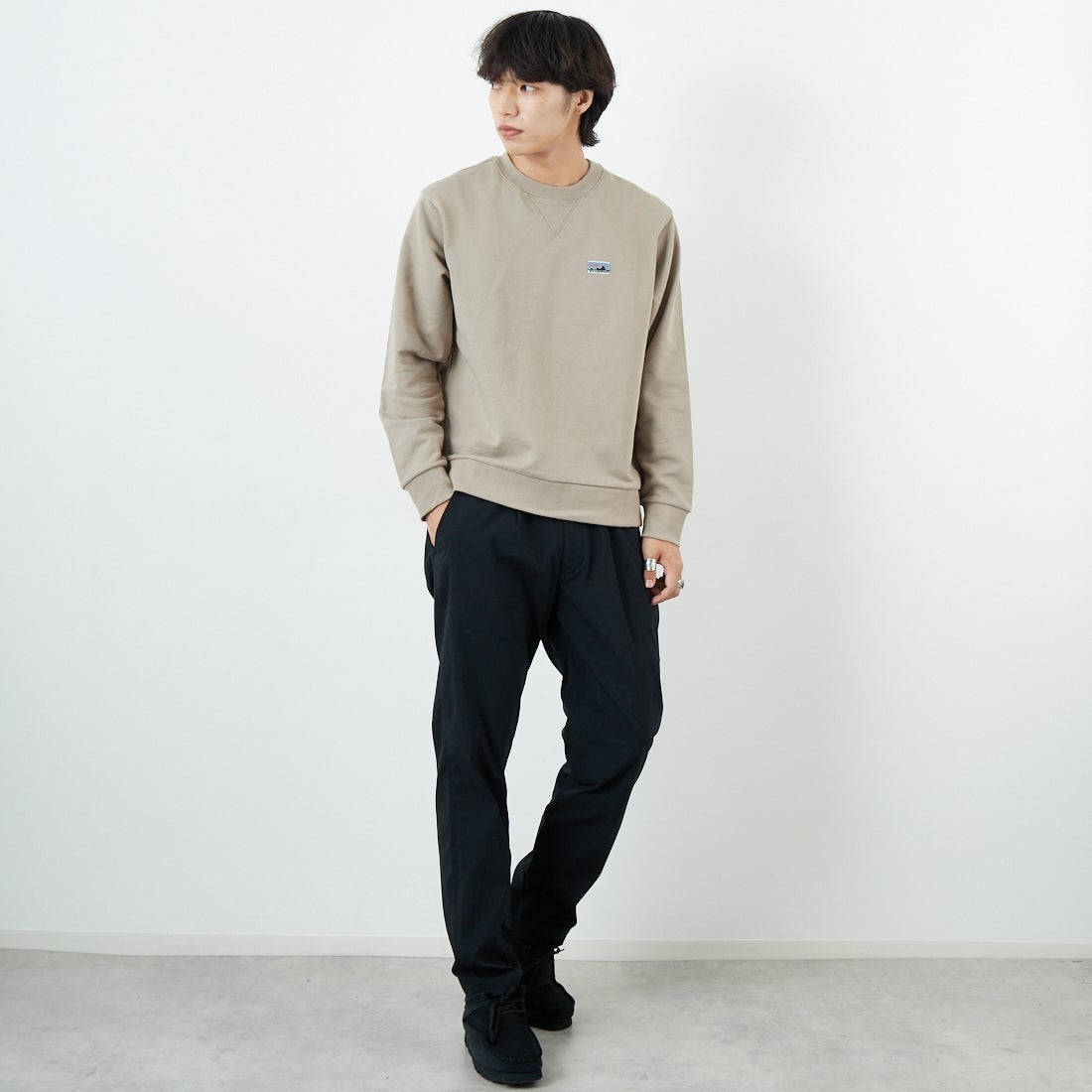 Jeans Factory Clothes [ジーンズファクトリークローズ] プライムフレックス1Pイージートラウザー [JFC-253-033] 61 BLK &&モデル身長：179cm 着用サイズ：XL&&