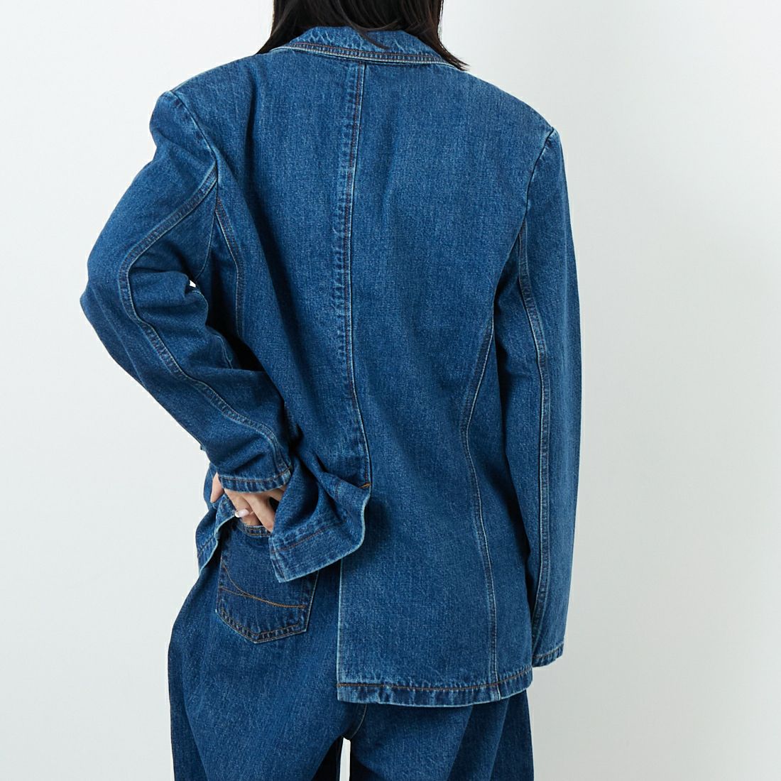 SOMETHING [サムシング] デニムブレザー [SAT006] 40 MID BLU &&モデル身長：162cm 着用サイズ：F&&