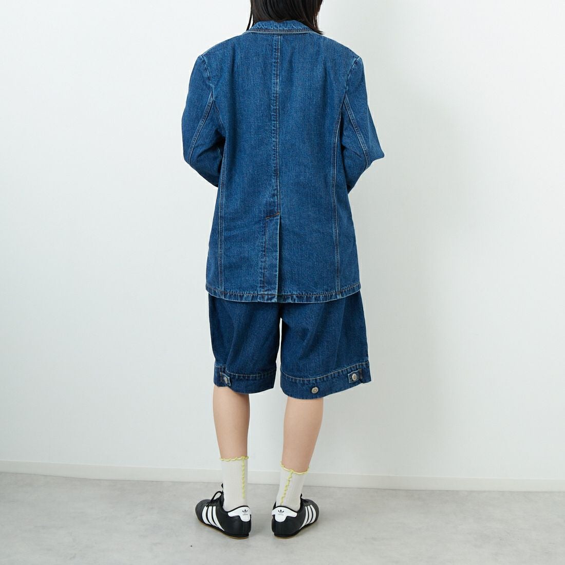 SOMETHING [サムシング] デニムブレザー [SAT006] 40 MID BLU &&モデル身長：162cm 着用サイズ：F&&