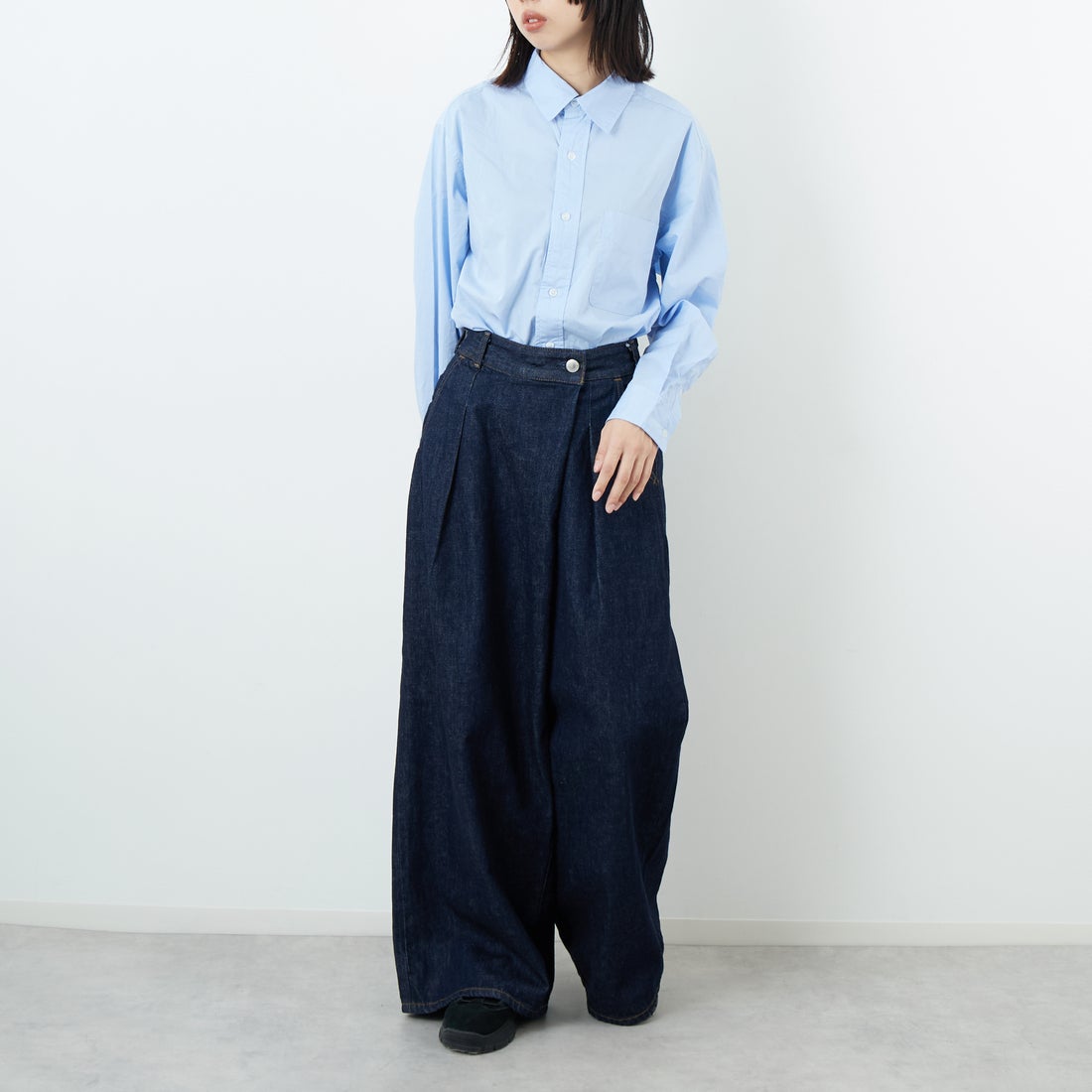 SOMETHING [サムシング] ラップワイドパンツ [SA1105] 00 O.W &&モデル身長：162cm 着用サイズ：XS&&