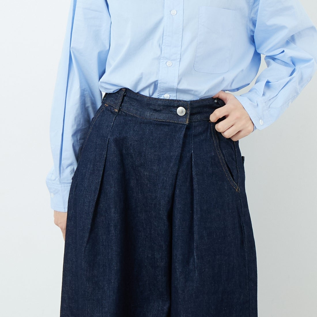 SOMETHING [サムシング] ラップワイドパンツ [SA1105] 00 O.W &&モデル身長：162cm 着用サイズ：XS&&