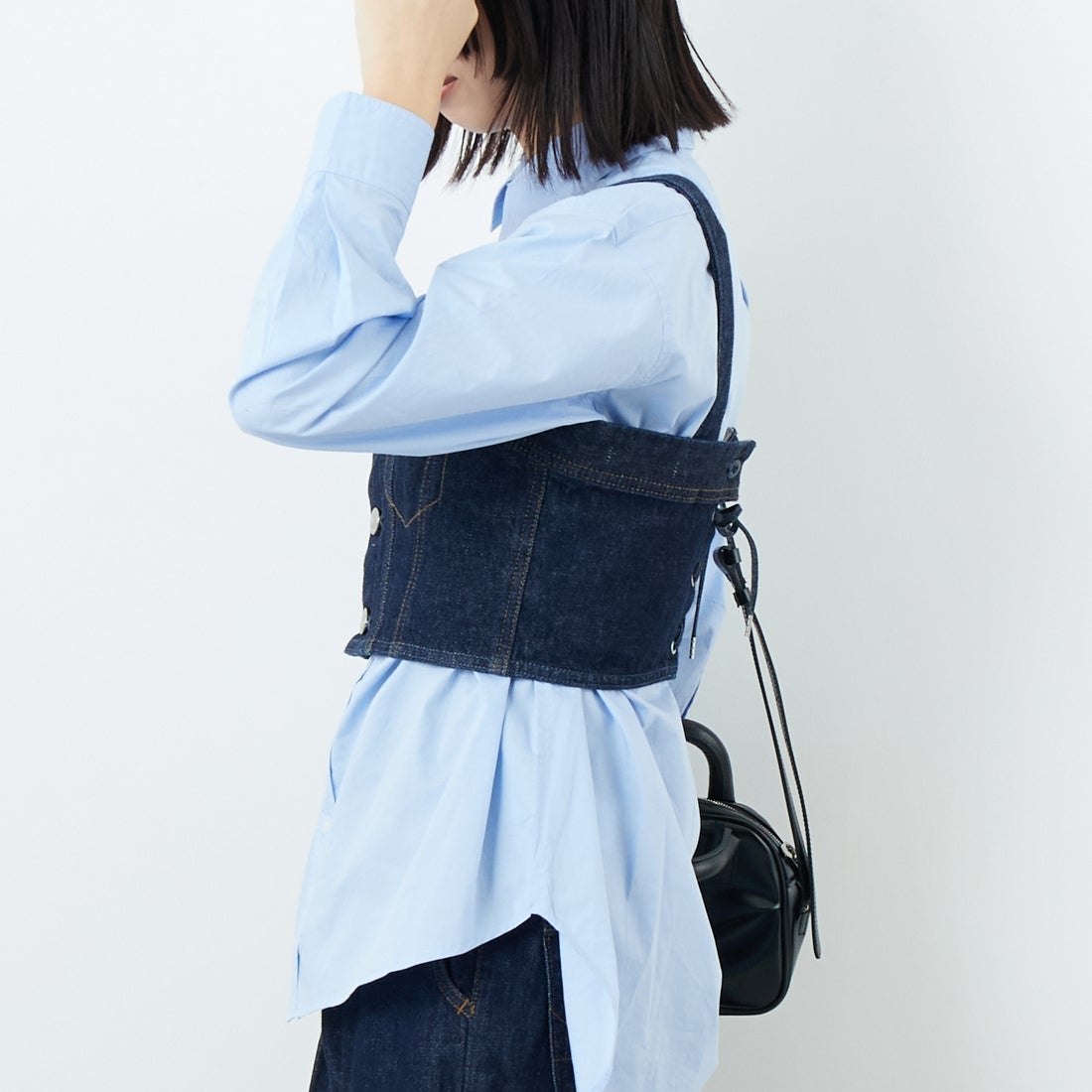 SOMETHING [サムシング] デニムビスチェ [SAT001] 00 O.W &&モデル身長：162cm 着用サイズ：F&&