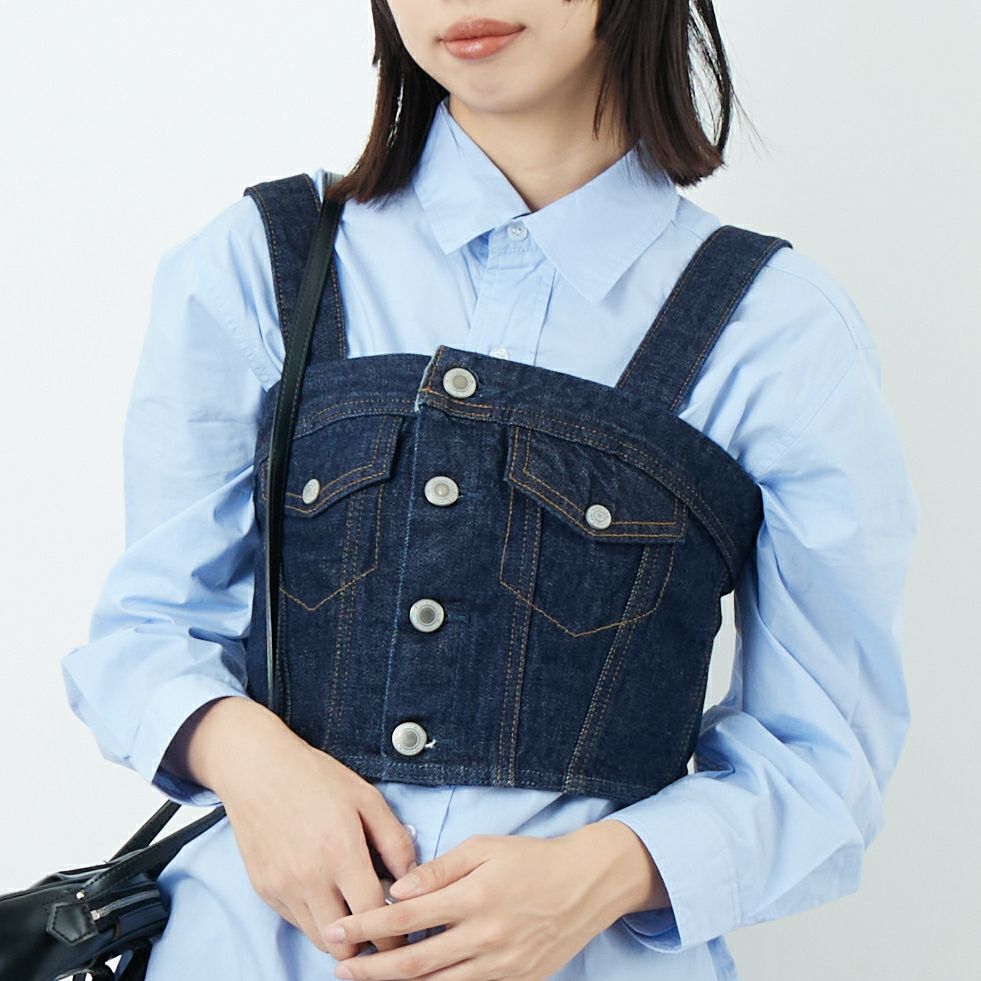 SOMETHING [サムシング] デニムビスチェ [SAT001] 00 O.W &&モデル身長：162cm 着用サイズ：F&&