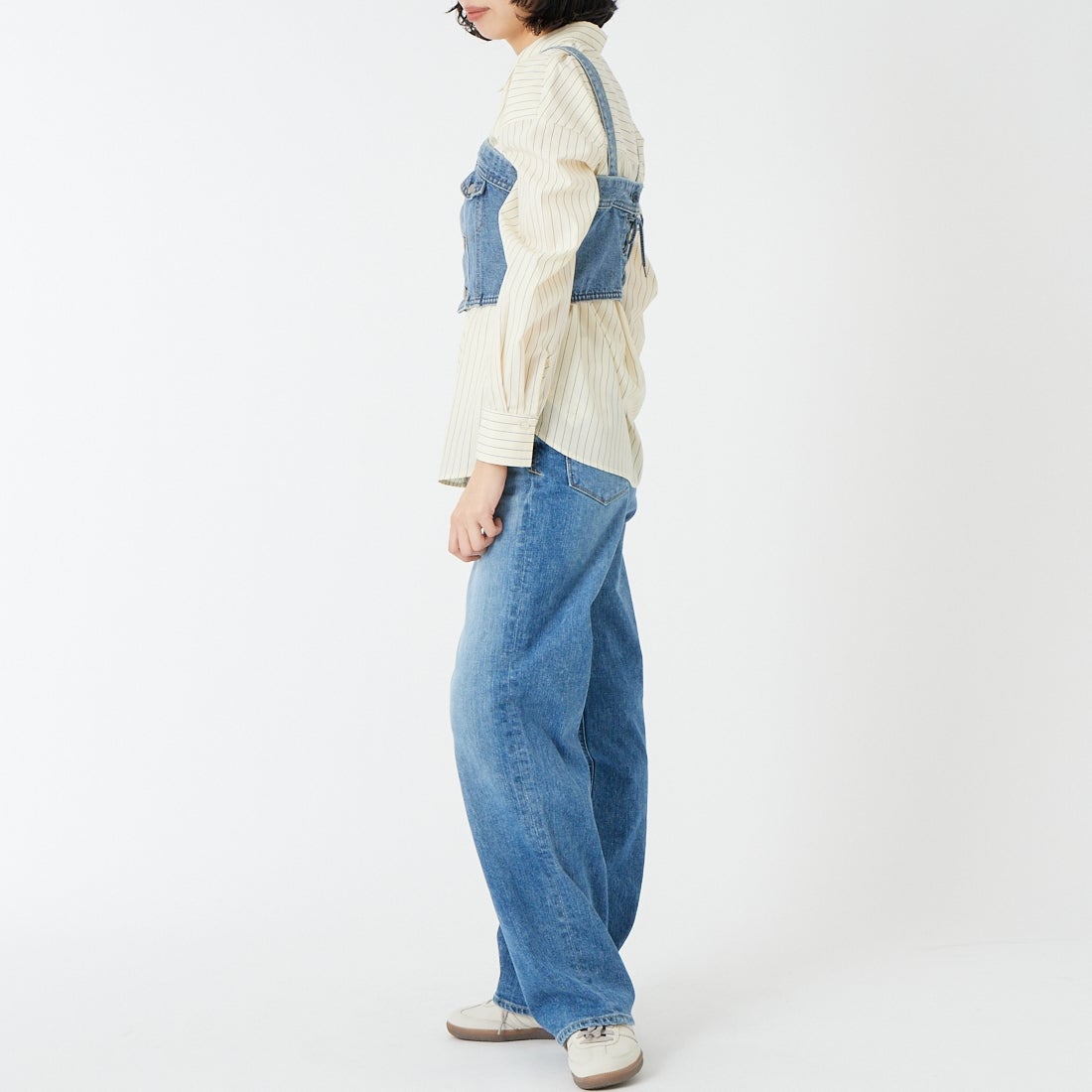 SOMETHING [サムシング] デニムビスチェ [SAT001] 94 L.BLUE &&モデル身長：162cm 着用サイズ：F&&