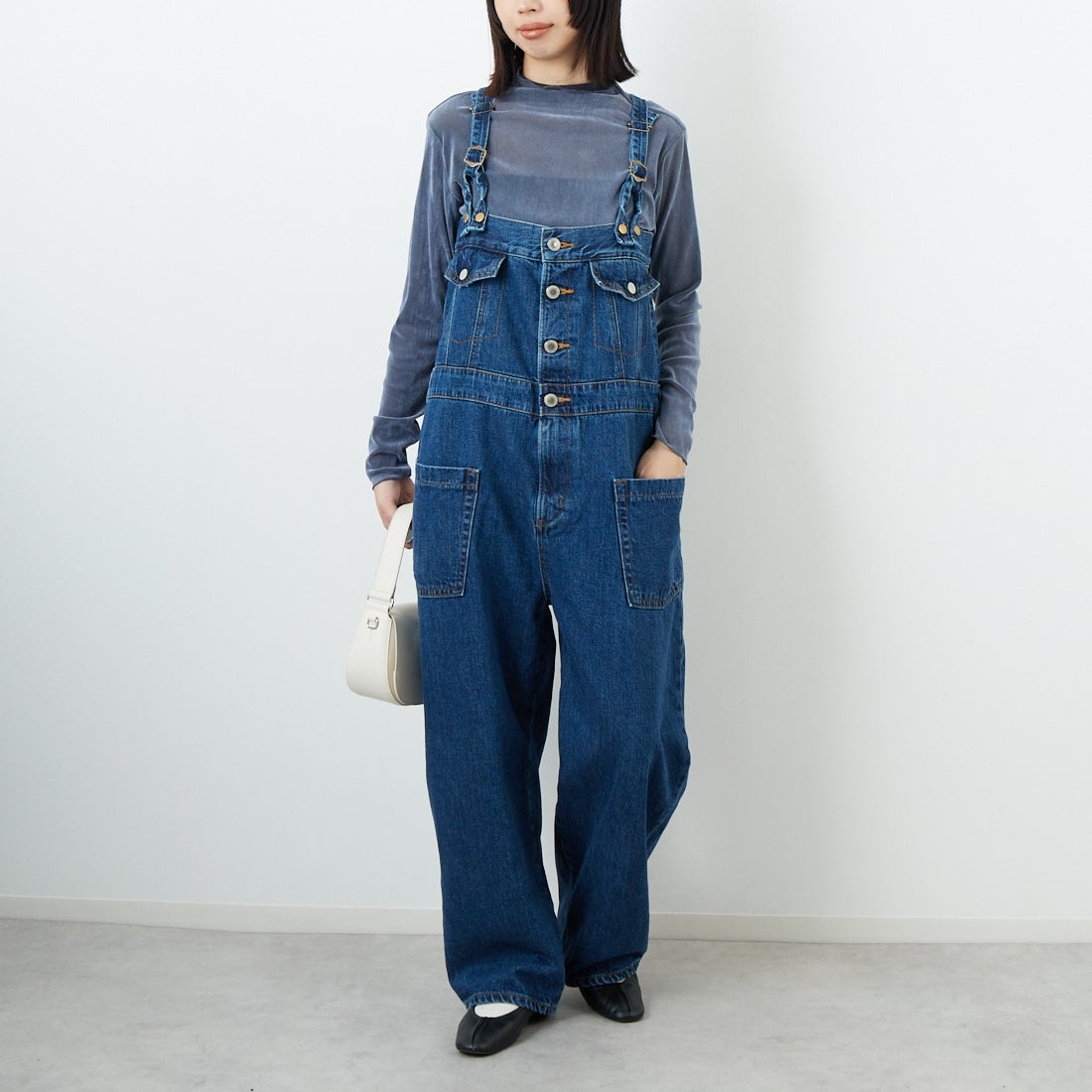 SOMETHING [サムシング] 3WAYデニムサロペット [SA1905] 40 MID BLU &&モデル身長：162cm 着用サイズ：F&&