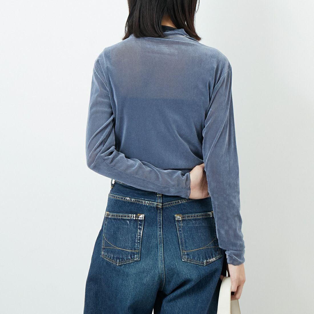 USINE [ユジーヌ] フロッキーチュールタートルネックTシャツ [21256065] 070 ﾌﾞﾙｰｸﾞ &&モデル身長：162cm 着用サイズ：F&&