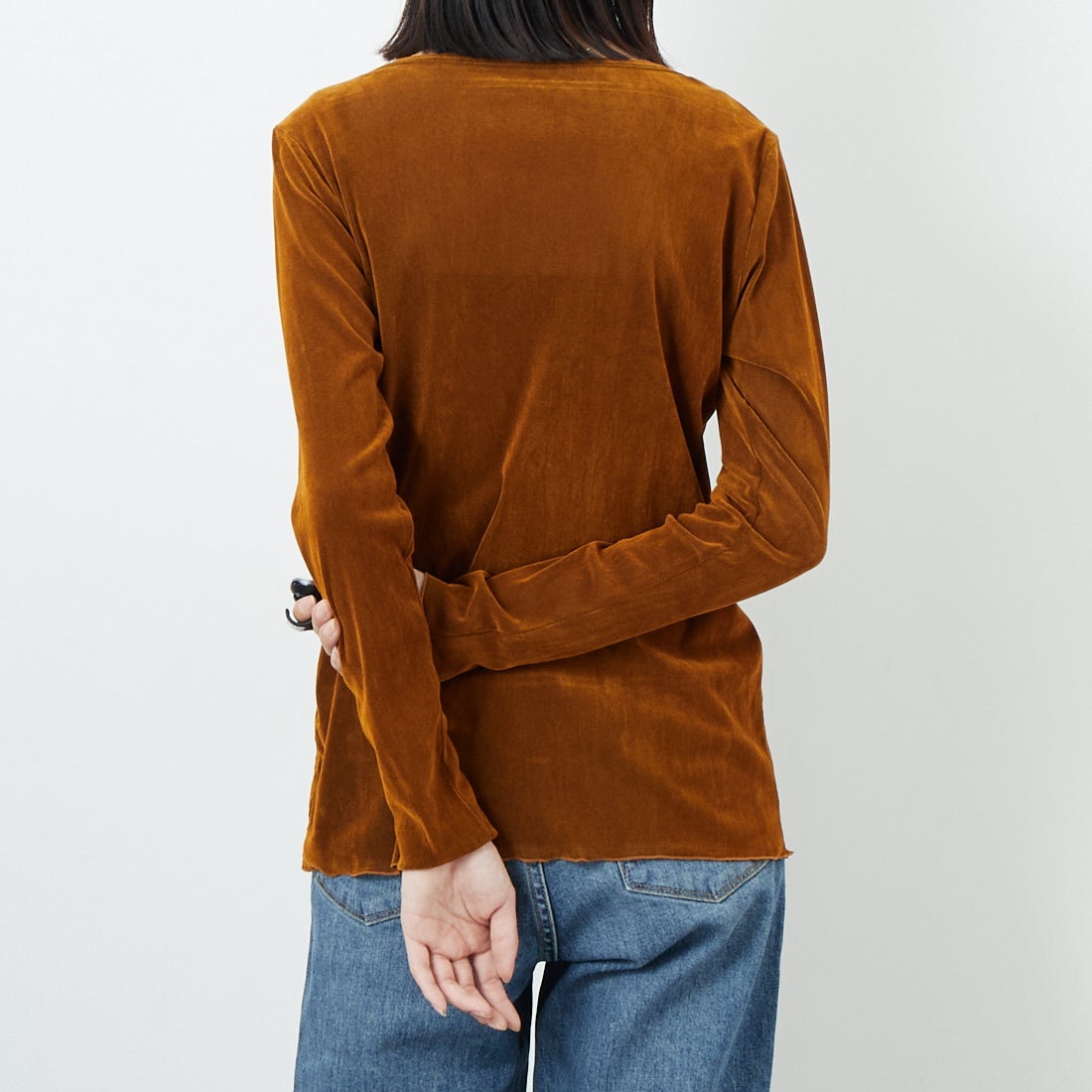 USINE [ユジーヌ] フロッキーチュールボートネックTシャツ [21256064] 044 ｷｬﾒﾙ &&モデル身長：162cm 着用サイズ：F&&