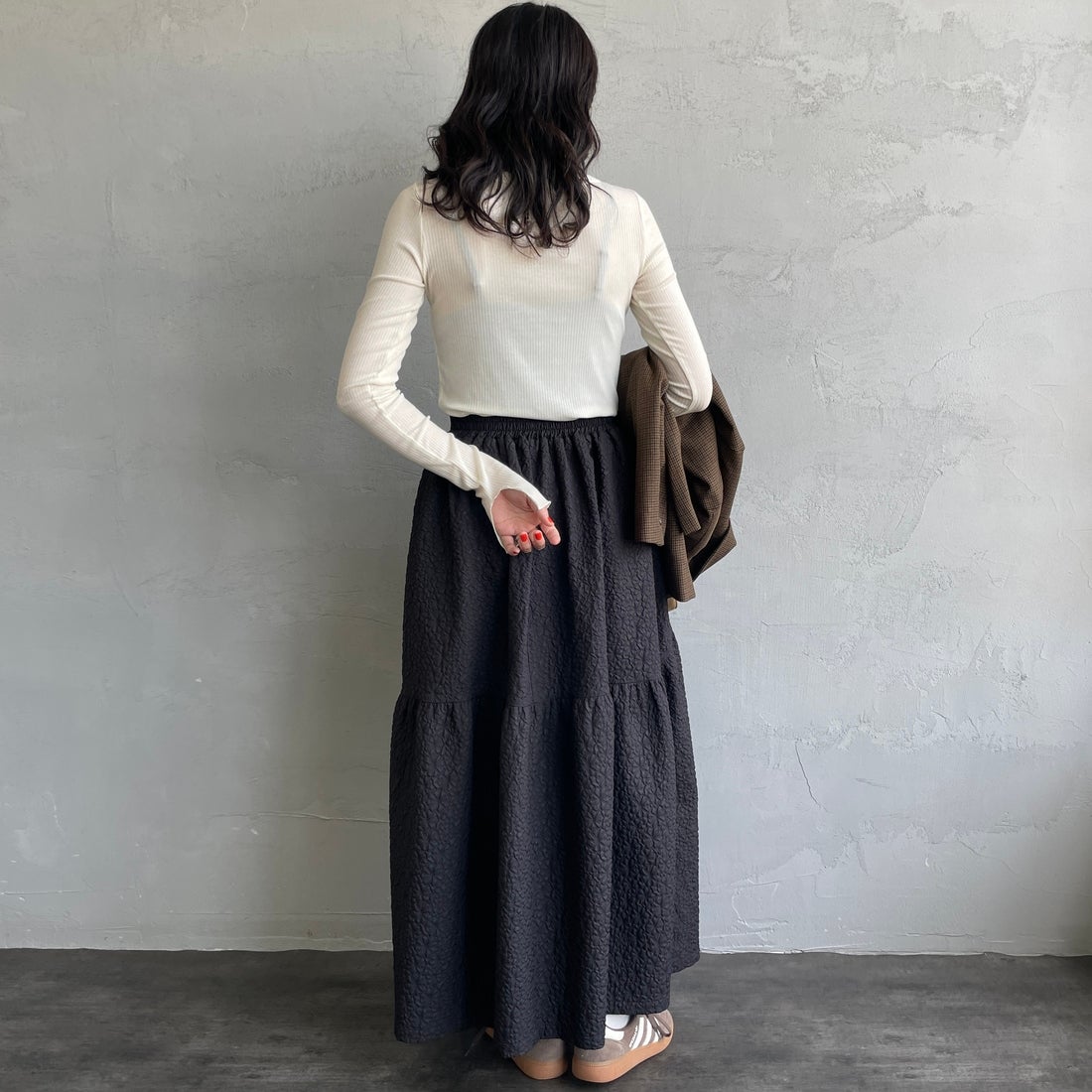 USINE [ユジーヌ] カシミアシルク シアーボートネックカットソー [21256066] 031 ｵﾌ &&モデル身長：160cm 着用サイズ：36&&