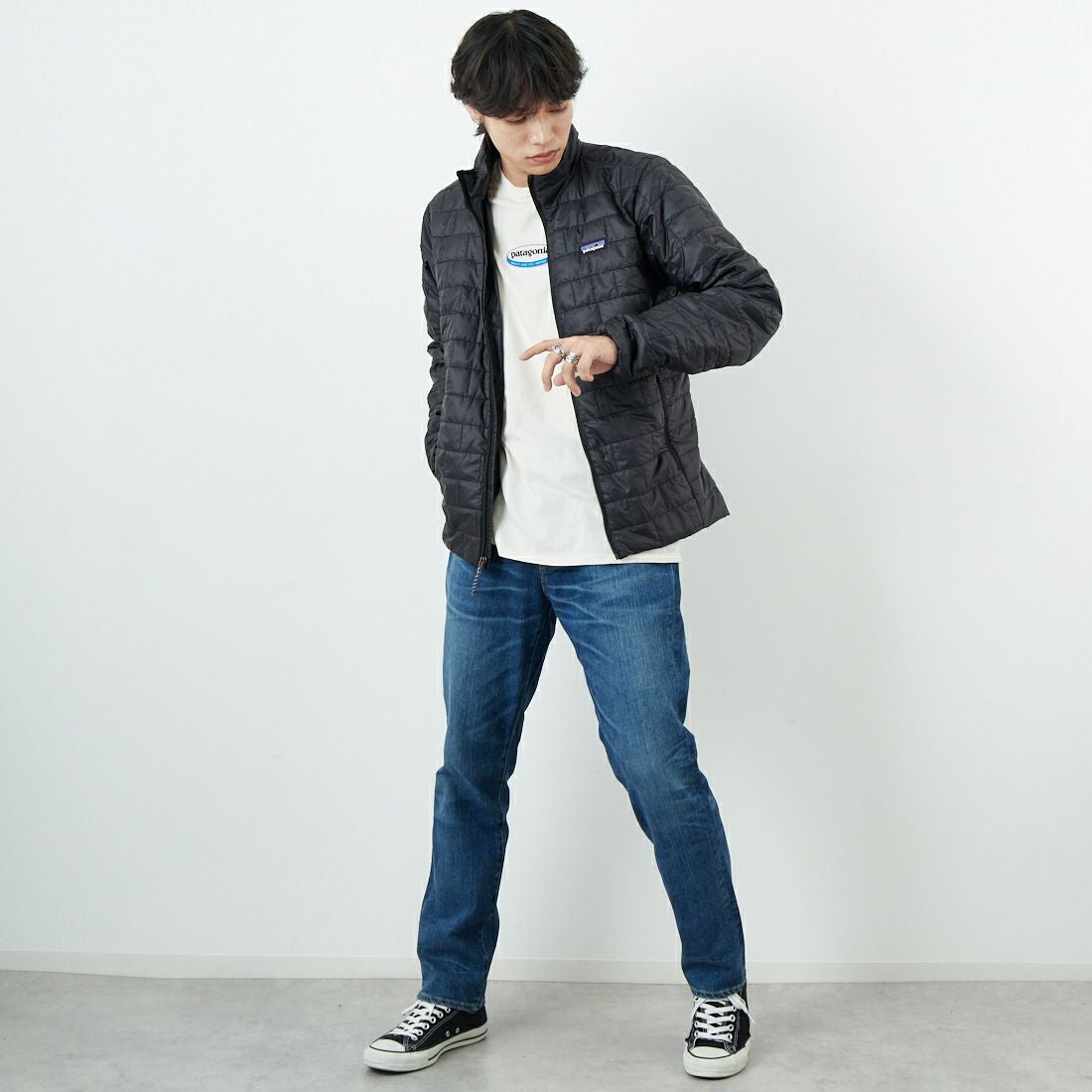 patagonia [パタゴニア] メンズ ナノパフジャケット [84213] BLK &&モデル身長：179cm 着用サイズ：M&&