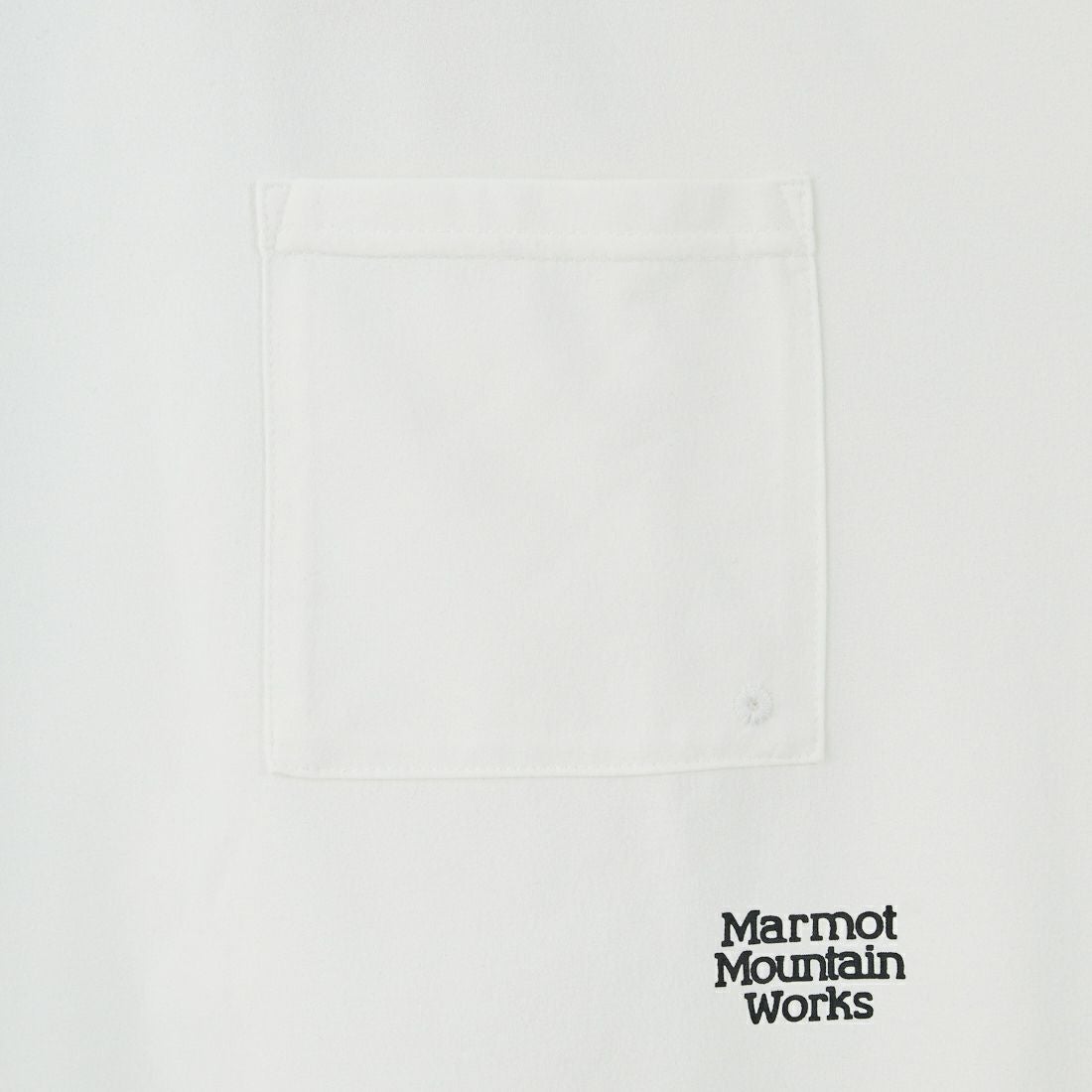 Marmot [マーモット] 別注 ドローコード付き ワンポイントロゴ ロングスリーブポケットTシャツ [MTFW25U04IN-JF] WHITE