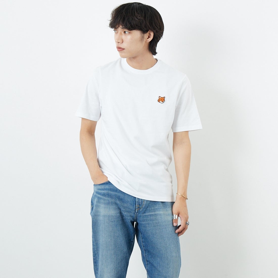 P100 WHITE&&モデル身長：179cm 着用サイズ：S&&