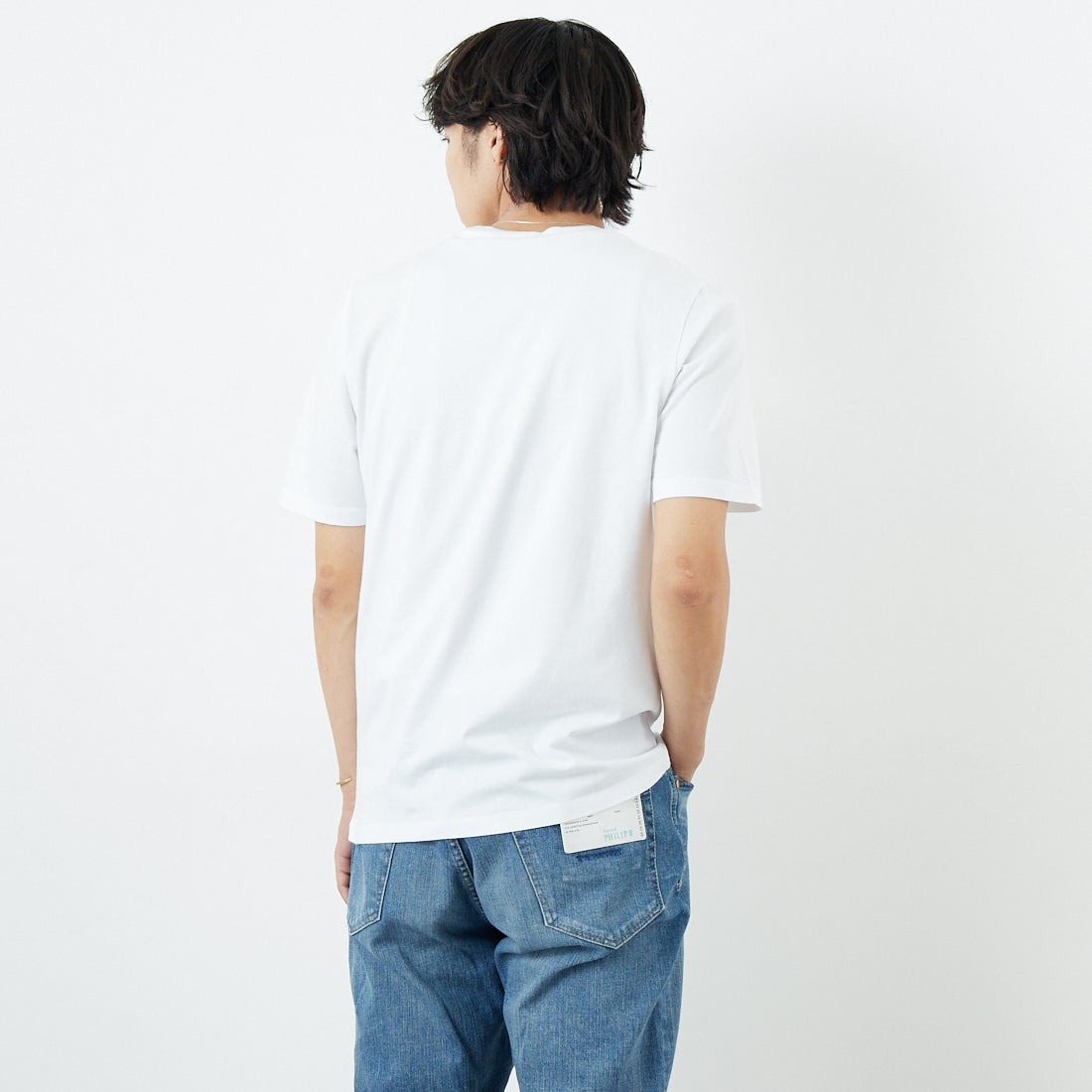 MAISON KITSUNE [メゾン キツネ] フォックスヘッド レギュラーTシャツ [PM00107KJ7026]  P100 WHITE &&モデル身長：179cm 着用サイズ：S&&
