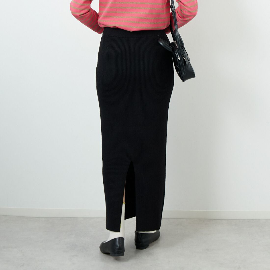 USINE [ユジーヌ] リブニットタイトスカート [IN1-KT-5] BLACK &&モデル身長：162cm 着用サイズ：36&&