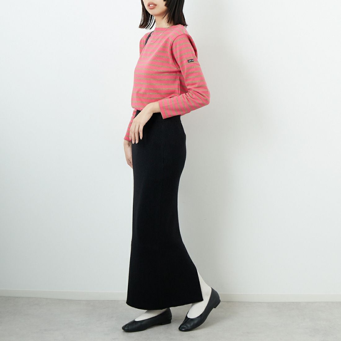 USINE [ユジーヌ] リブニットタイトスカート [IN1-KT-5] BLACK &&モデル身長：162cm 着用サイズ：36&&