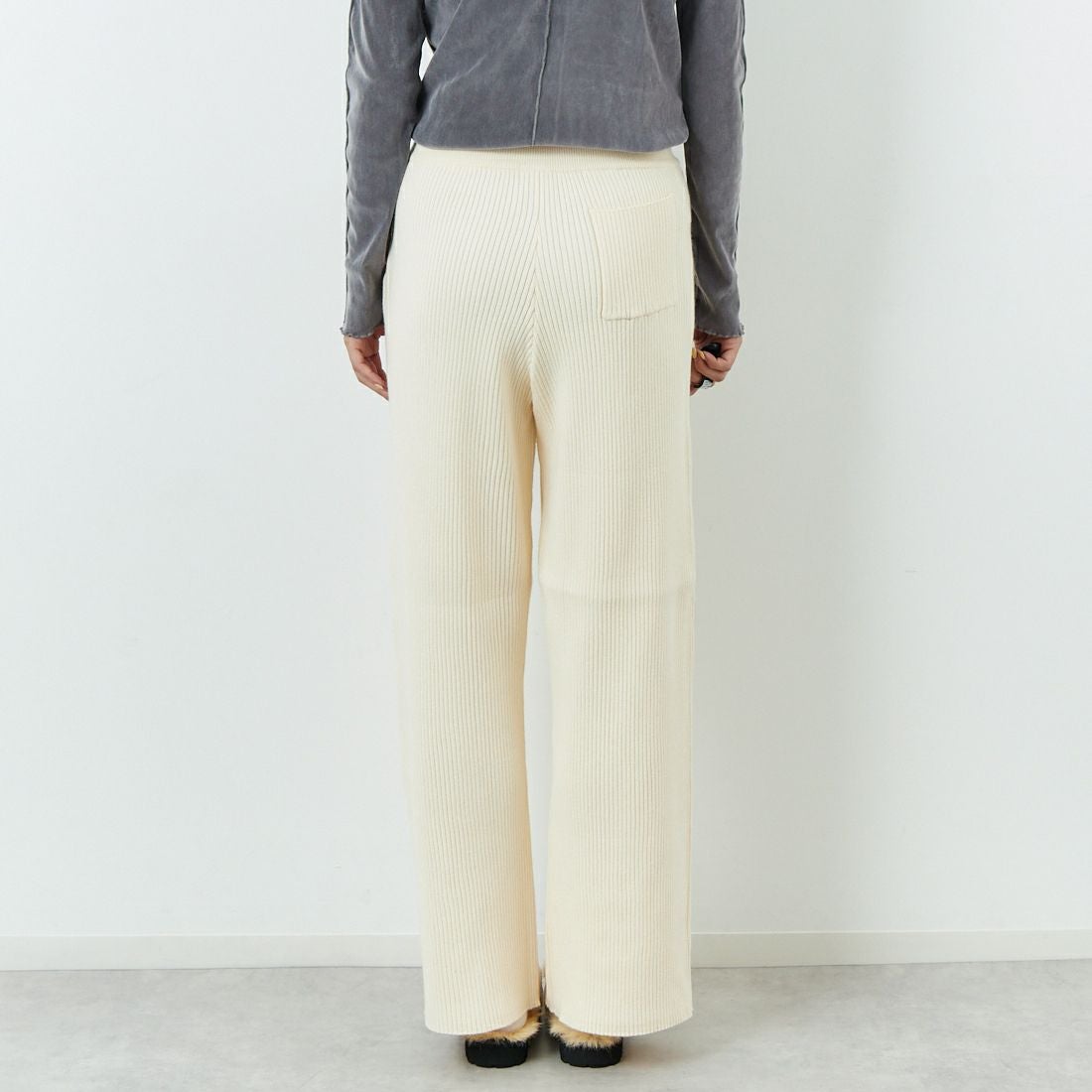 USINE [ユジーヌ] リブニットワイドパンツ [IN2-KT-5] OFF &&モデル身長：167cm 着用サイズ：38&&