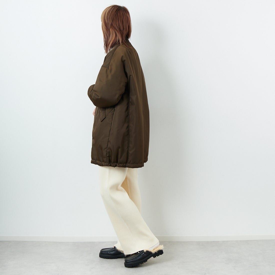 USINE [ユジーヌ] リブニットワイドパンツ [IN2-KT-5] OFF &&モデル身長：167cm 着用サイズ：38&&