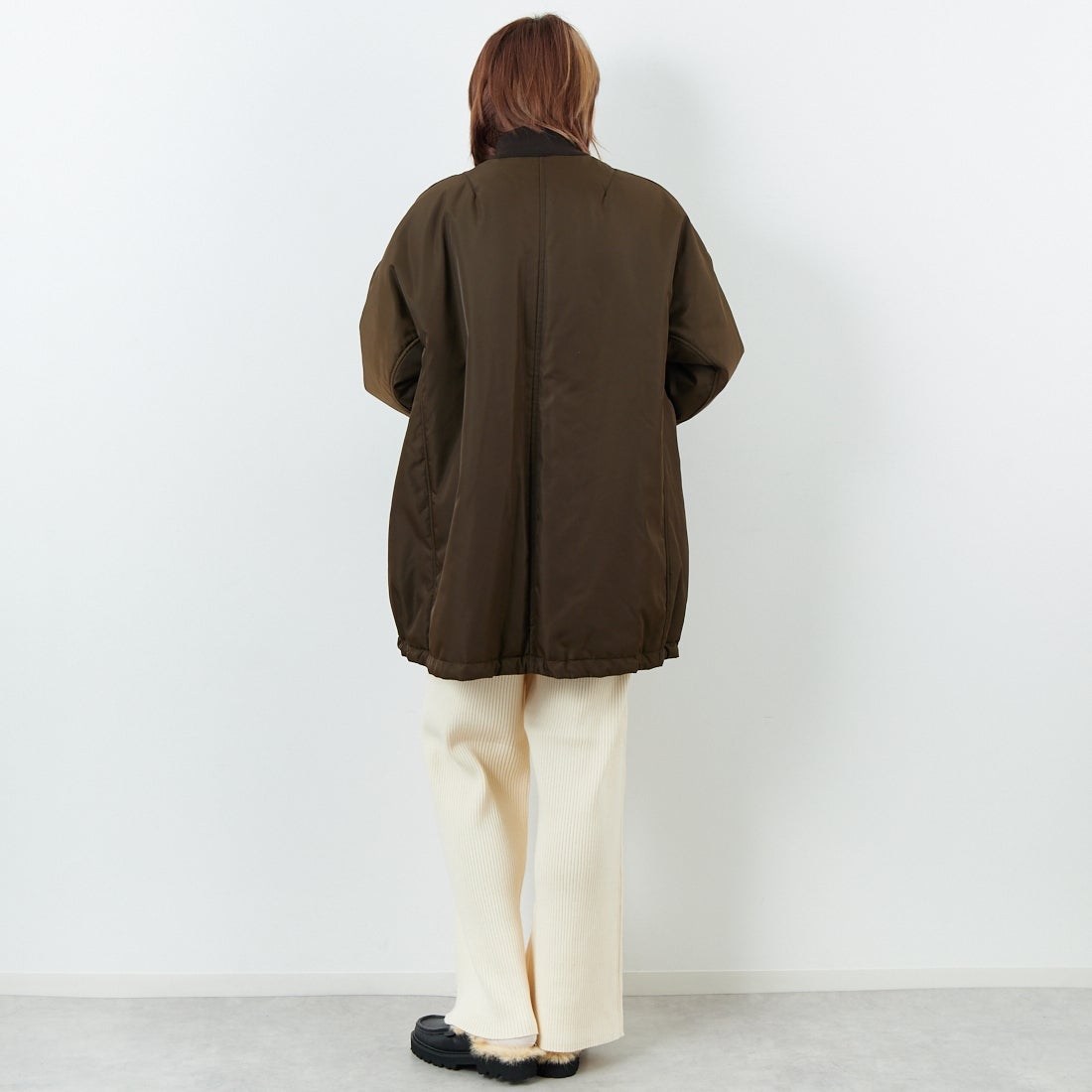 USINE [ユジーヌ] リブニットワイドパンツ [IN2-KT-5] OFF &&モデル身長：167cm 着用サイズ：38&&
