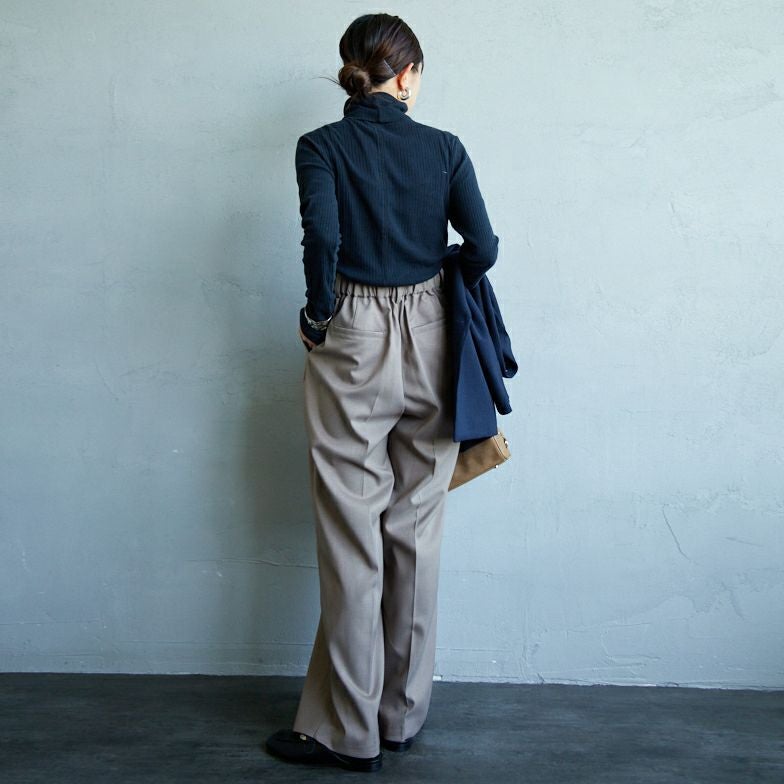 USINE [ユジーヌ] イージーケアツイル2タックワイドパンツ [21256057
