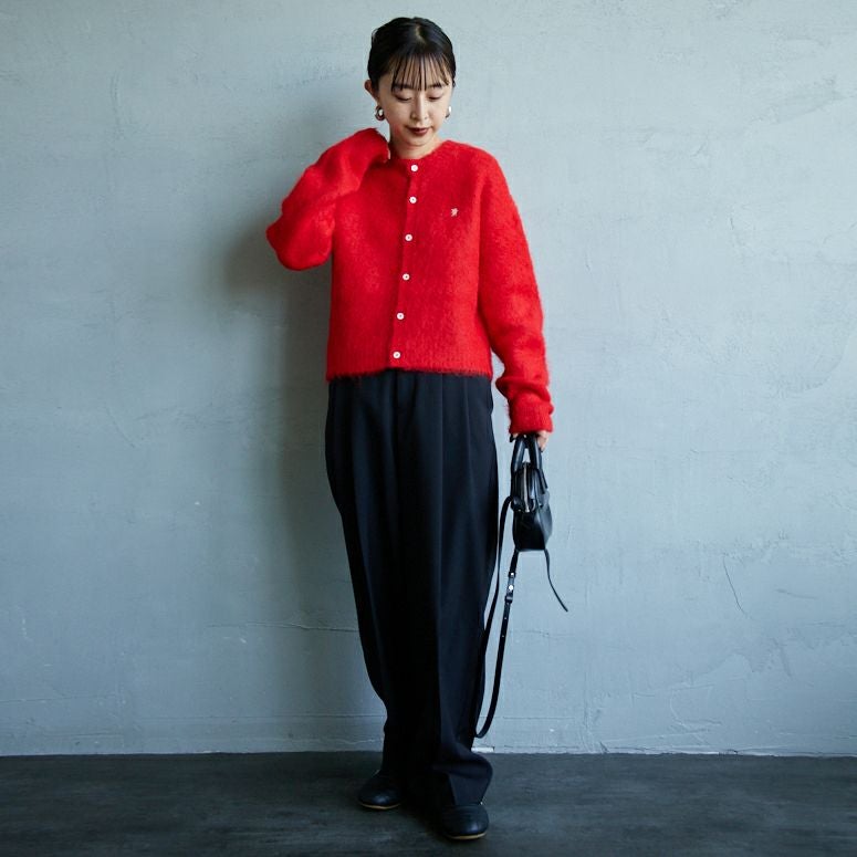 USINE [ユジーヌ] イージーケアツイル2タックワイドパンツ [21256057] 004 ﾌﾞﾗｯｸ &&モデル身長：150cm 着用サイズ：34&&