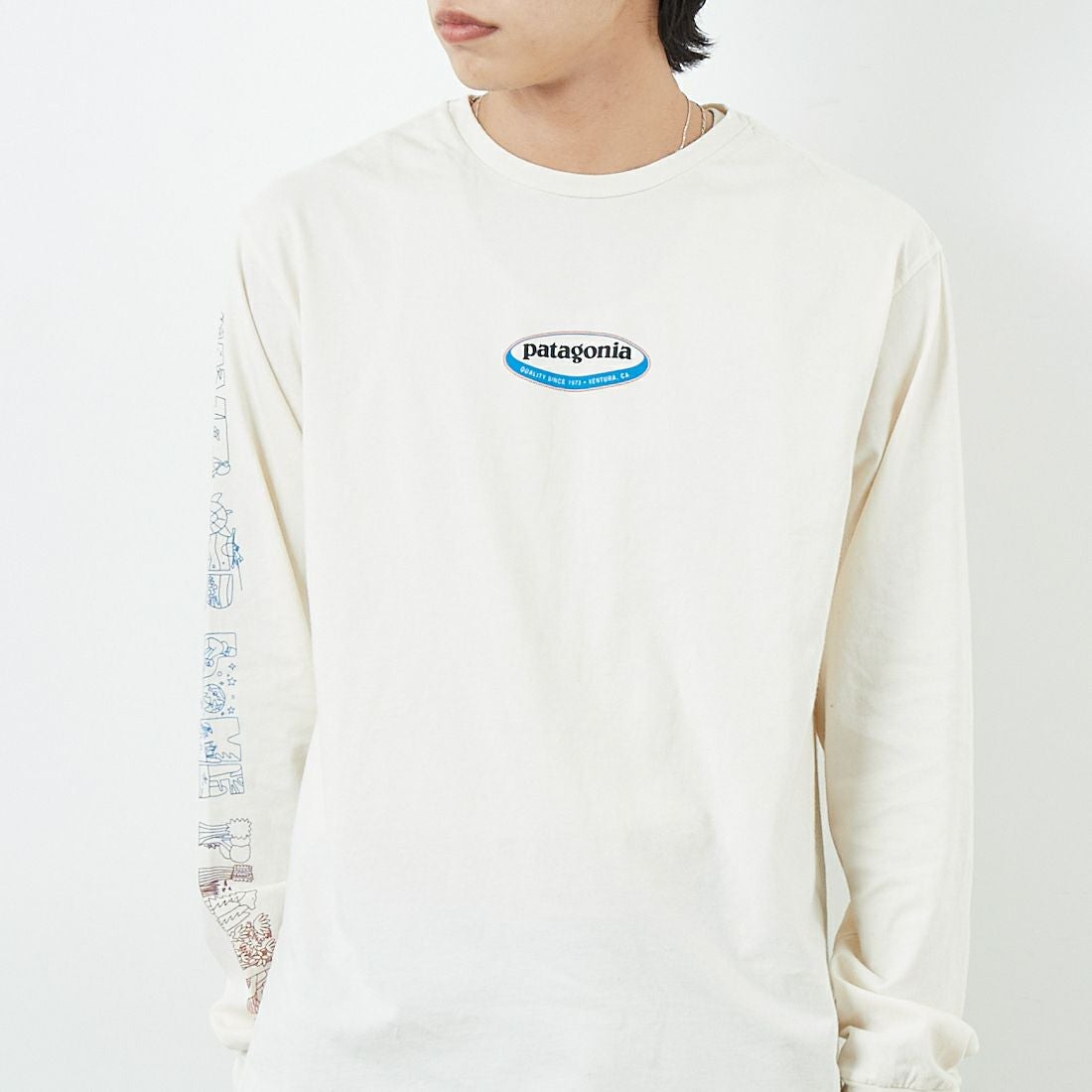patagonia [パタゴニア] メンズ ロングスリーブ ロングウェイラウンド オーガニックTシャツ [37821] UDNL &&モデル身長：179cm 着用サイズ：M&&