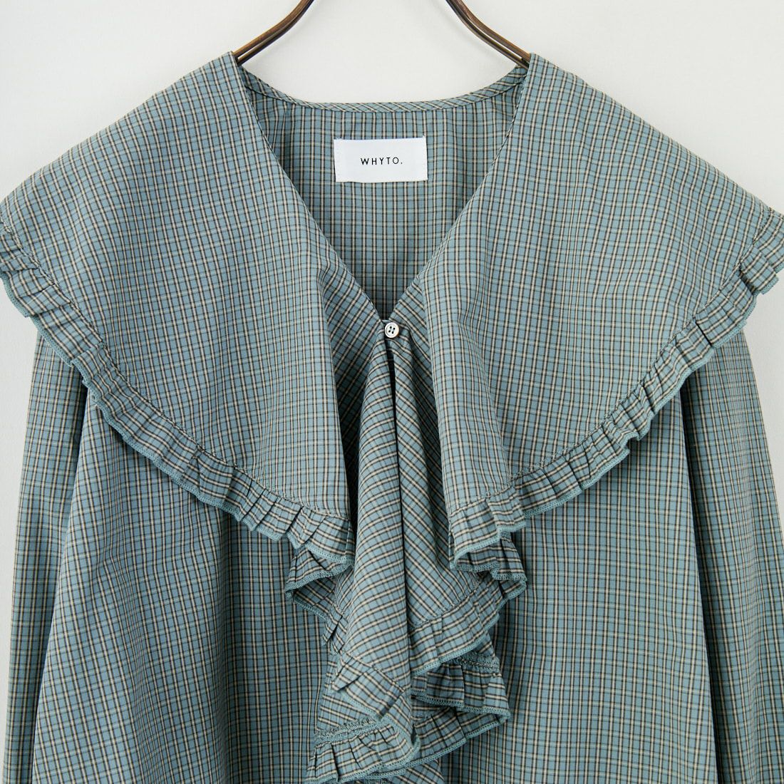 WHYTO. [ホワイト] チェックフリルブラウス [WHT25FBL4077] LTBLUE