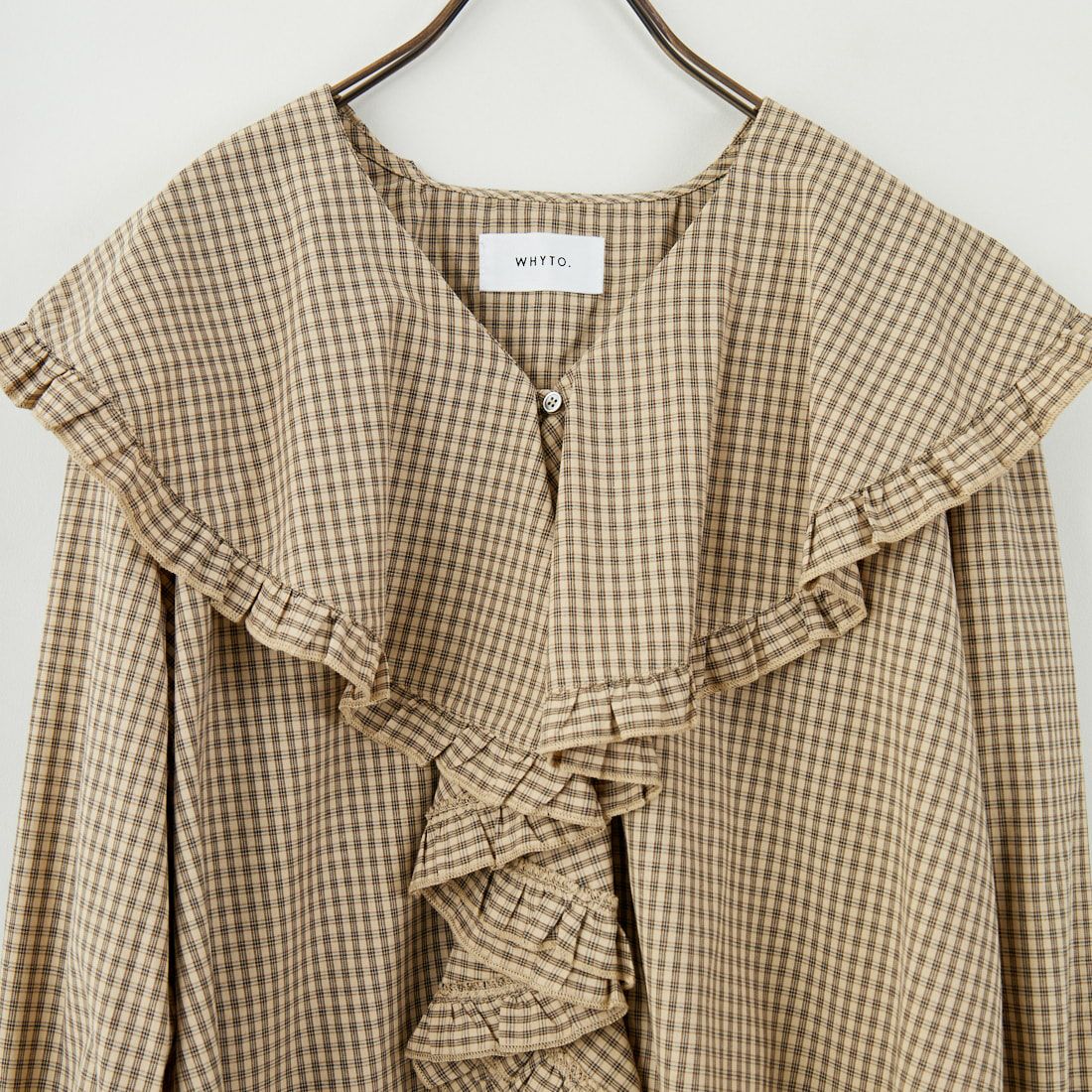 WHYTO. [ホワイト] チェックフリルブラウス [WHT25FBL4077] BEIGE
