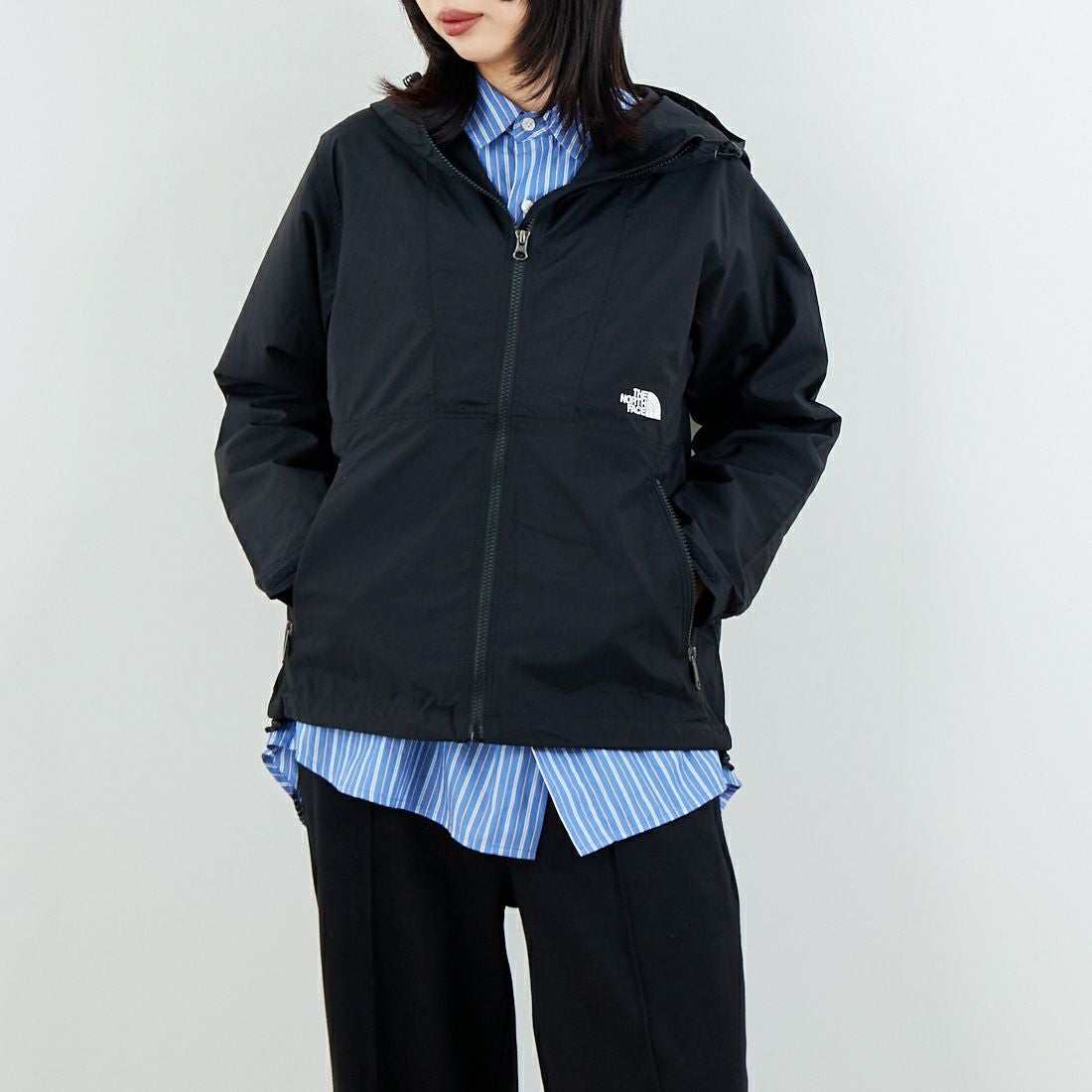 THE NORTH FACE [ザ ノースフェイス] コンパクトジャケット [NPW72530] K &&モデル身長：162cm 着用サイズ：M&&