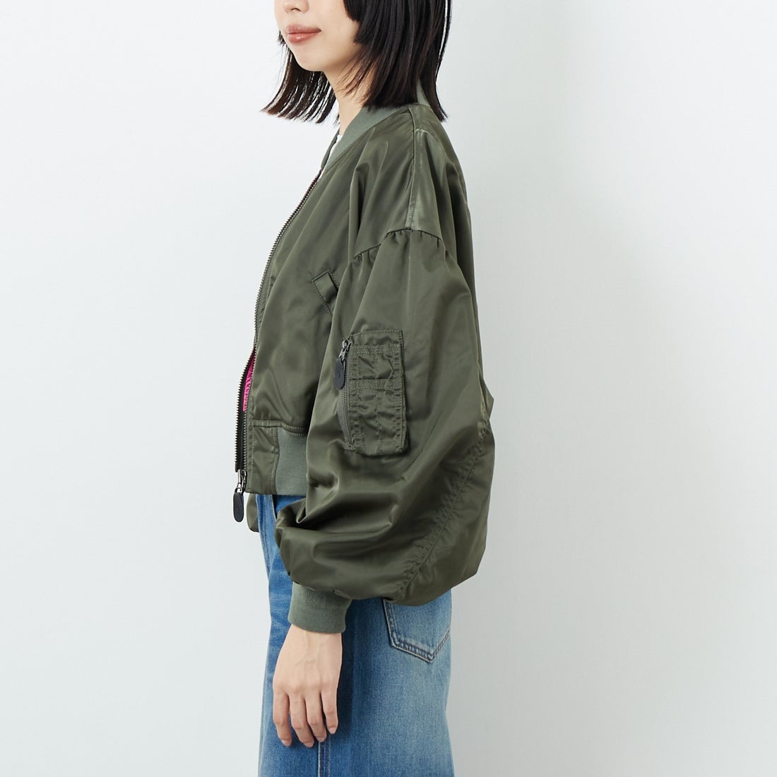 RhodolirioN [ロドリリオン] L-2Bタイプ スモールジャケット [RV1027] A OLIVE &&モデル身長：162cm 着用サイズ：1&&