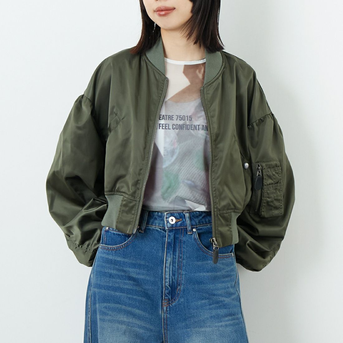 RhodolirioN [ロドリリオン] L-2Bタイプ スモールジャケット [RV1027] A OLIVE &&モデル身長：162cm 着用サイズ：1&&