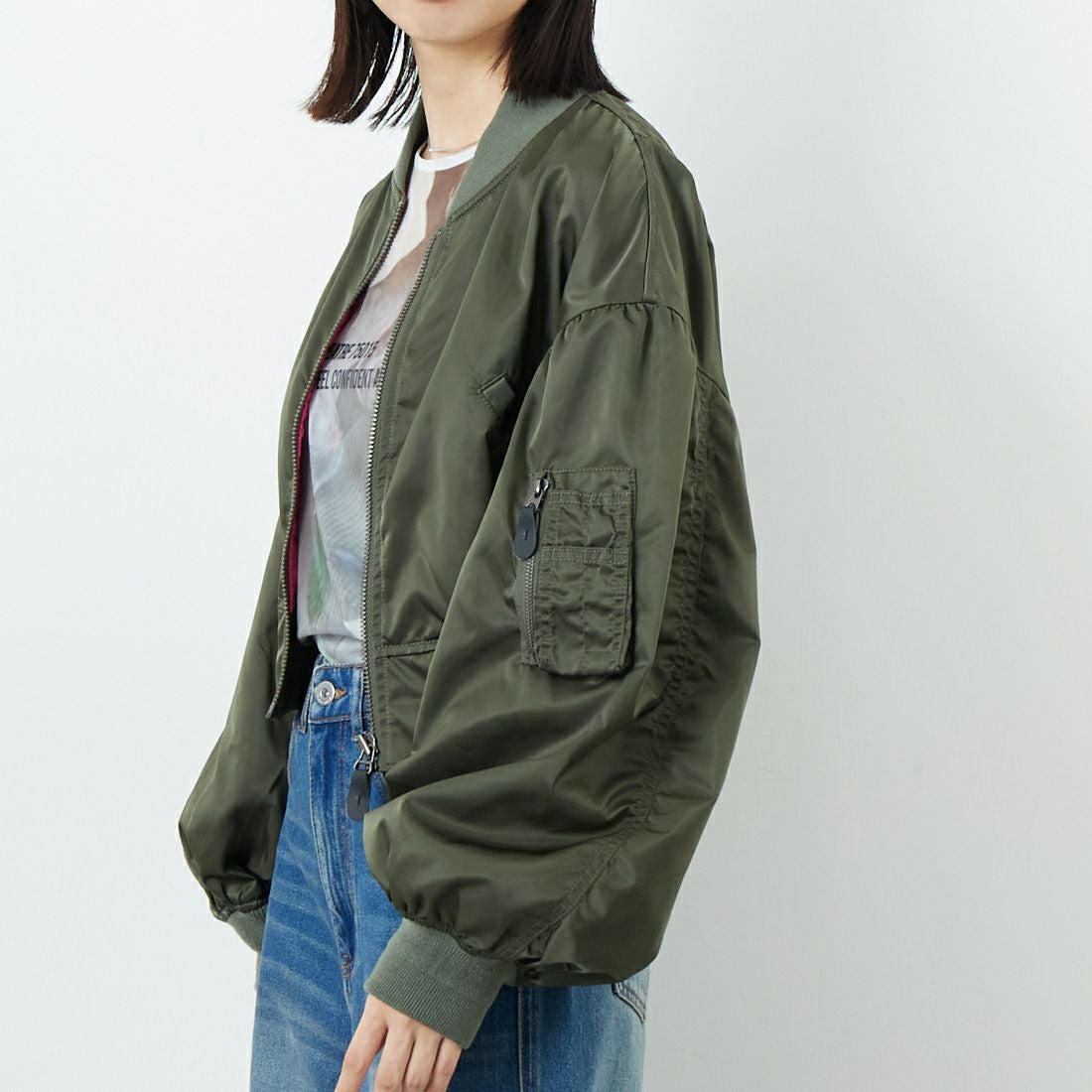 RhodolirioN [ロドリリオン] L-2Bタイプ スモールジャケット [RV1027] A OLIVE &&モデル身長：162cm 着用サイズ：1&&