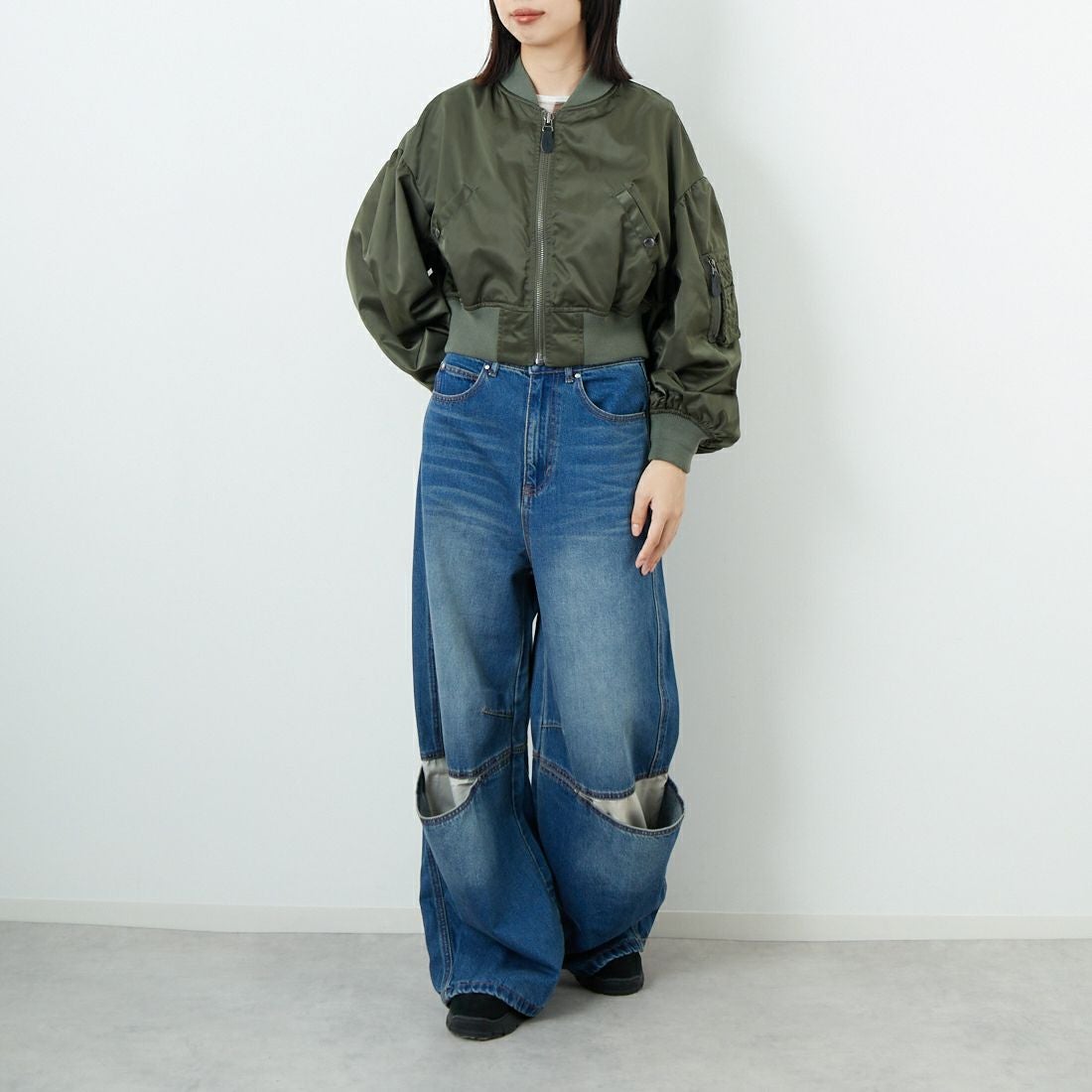 RhodolirioN [ロドリリオン] L-2Bタイプ スモールジャケット [RV1027] A OLIVE &&モデル身長：162cm 着用サイズ：1&&