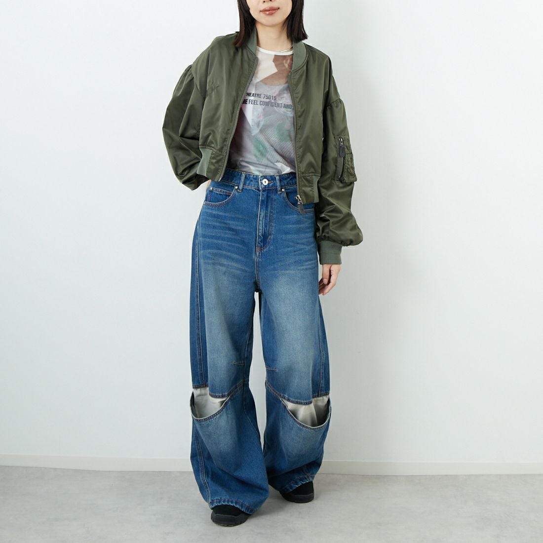 RhodolirioN [ロドリリオン] L-2Bタイプ スモールジャケット [RV1027] A OLIVE &&モデル身長：162cm 着用サイズ：1&&