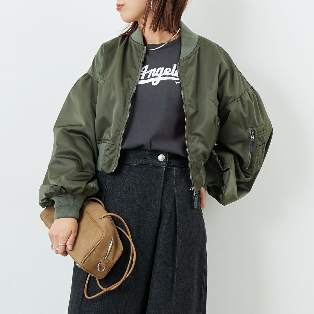 RhodolirioN [ロドリリオン] L-2Bタイプ スモールジャケット [RV1027] A OLIVE &&モデル身長：160cm 着用サイズ：1&&