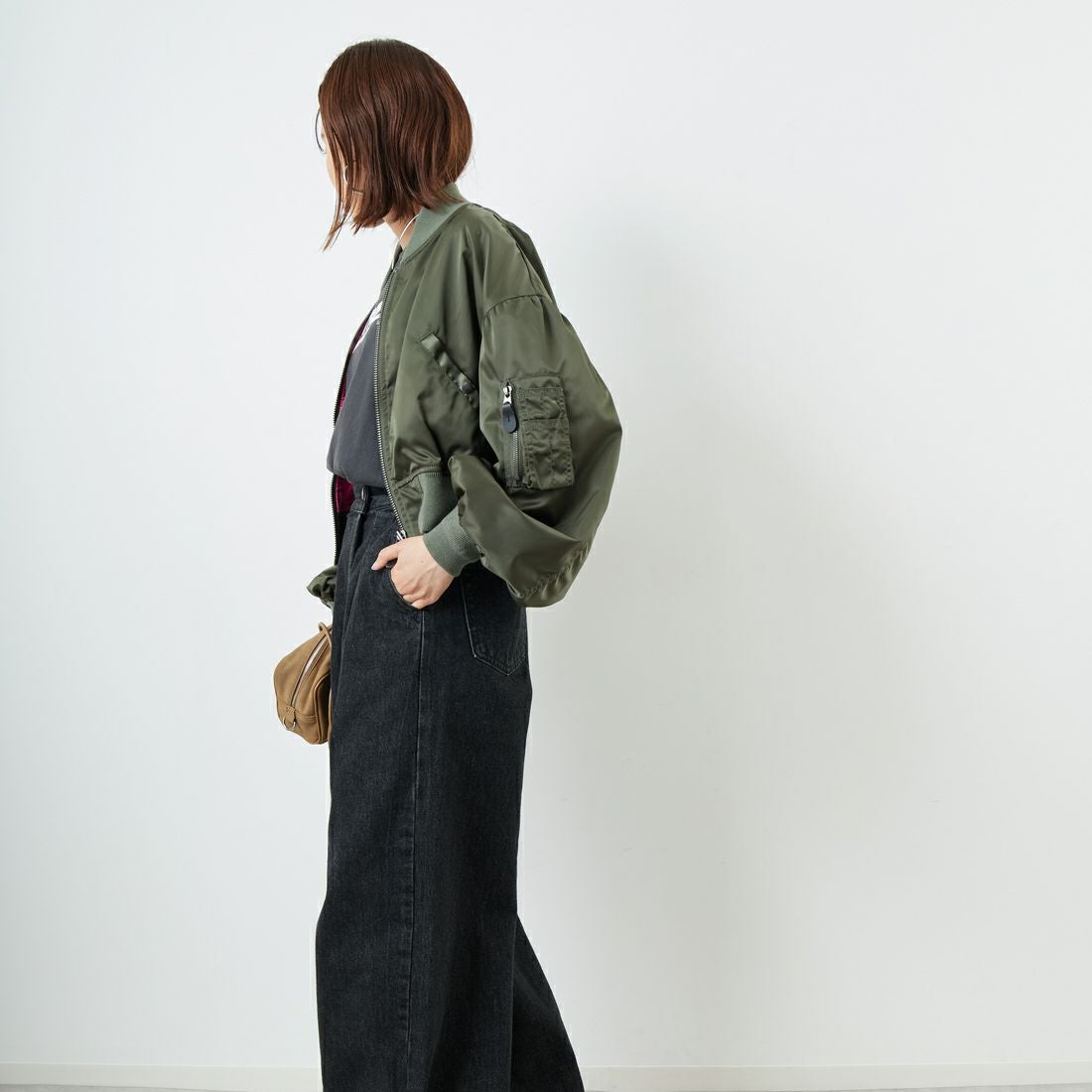 RhodolirioN [ロドリリオン] L-2Bタイプ スモールジャケット [RV1027] A OLIVE &&モデル身長：160cm 着用サイズ：1&&